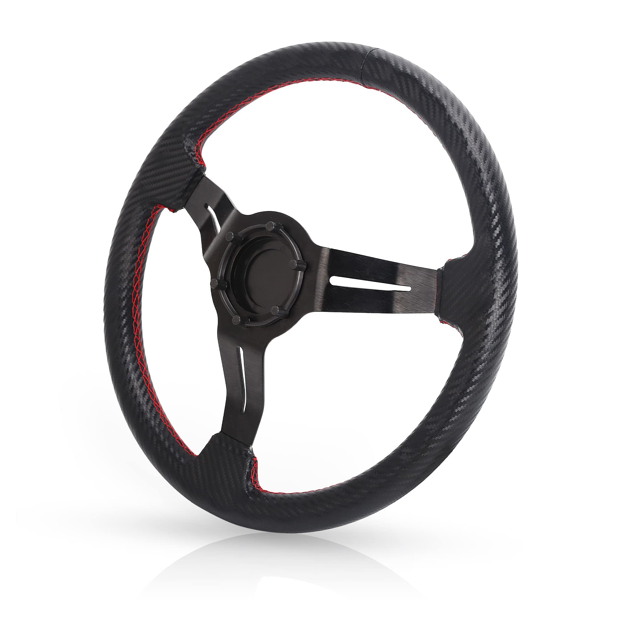 10L0L Golf Cart Steering Wheel, 13' Universal Fit for EZGO TXT/RXV, Club Car DS/Precedent, Yamaha G2-G29 (Carbon Black)