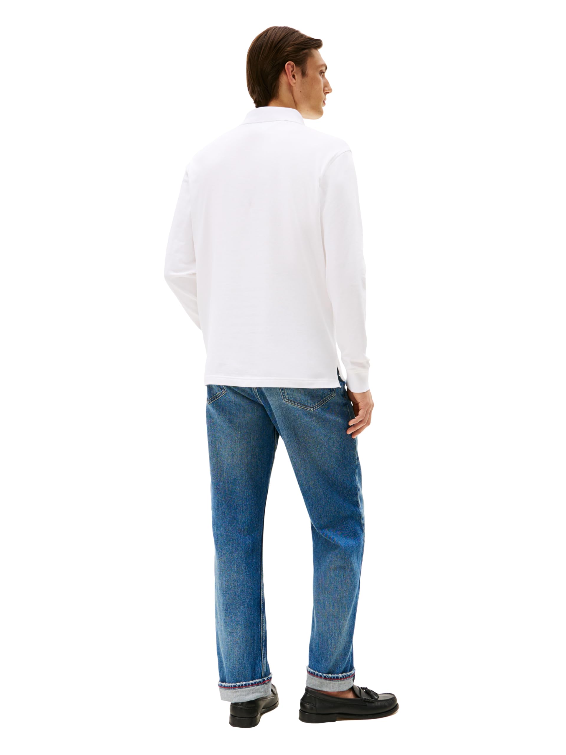 Tommy Hilfiger Men's Long Sleeve Polo Shirts in Regular Fit with Stretch and Organic Pique Cotton