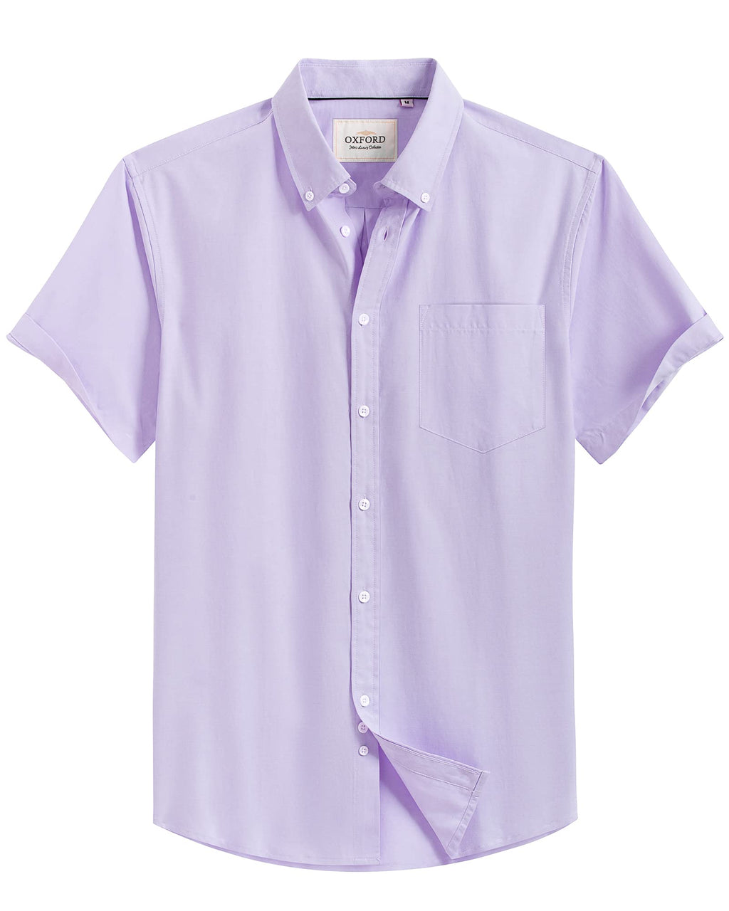 Alimens & Gentle Men's Short Sleeve Oxford Shirt Regular Fit Button Down Collar Shirts with Pocket