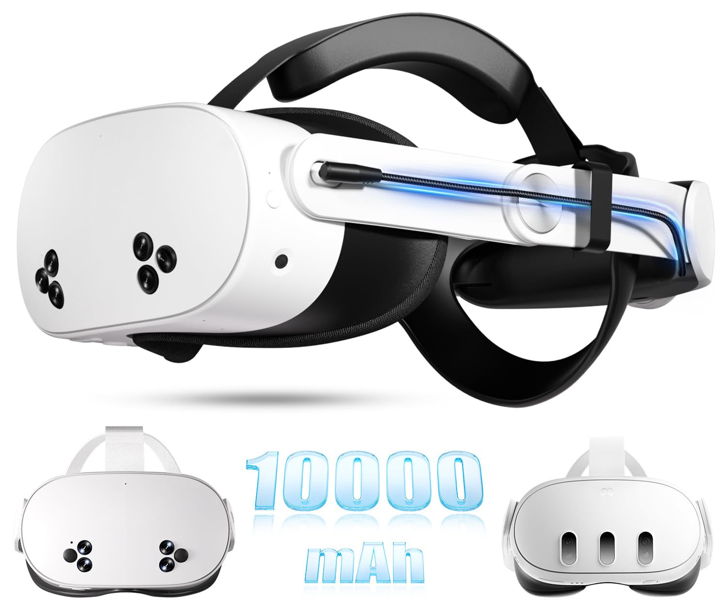 10000mAh Battery Head Strap for Meta Quest 3/3S - Elite Strap with Battery Pack Accessories Fast Charger to Extend Quest 3/3S 2-4H Playtime - VR Stocking Stuffers for Men - Mens Stocking Stuffers