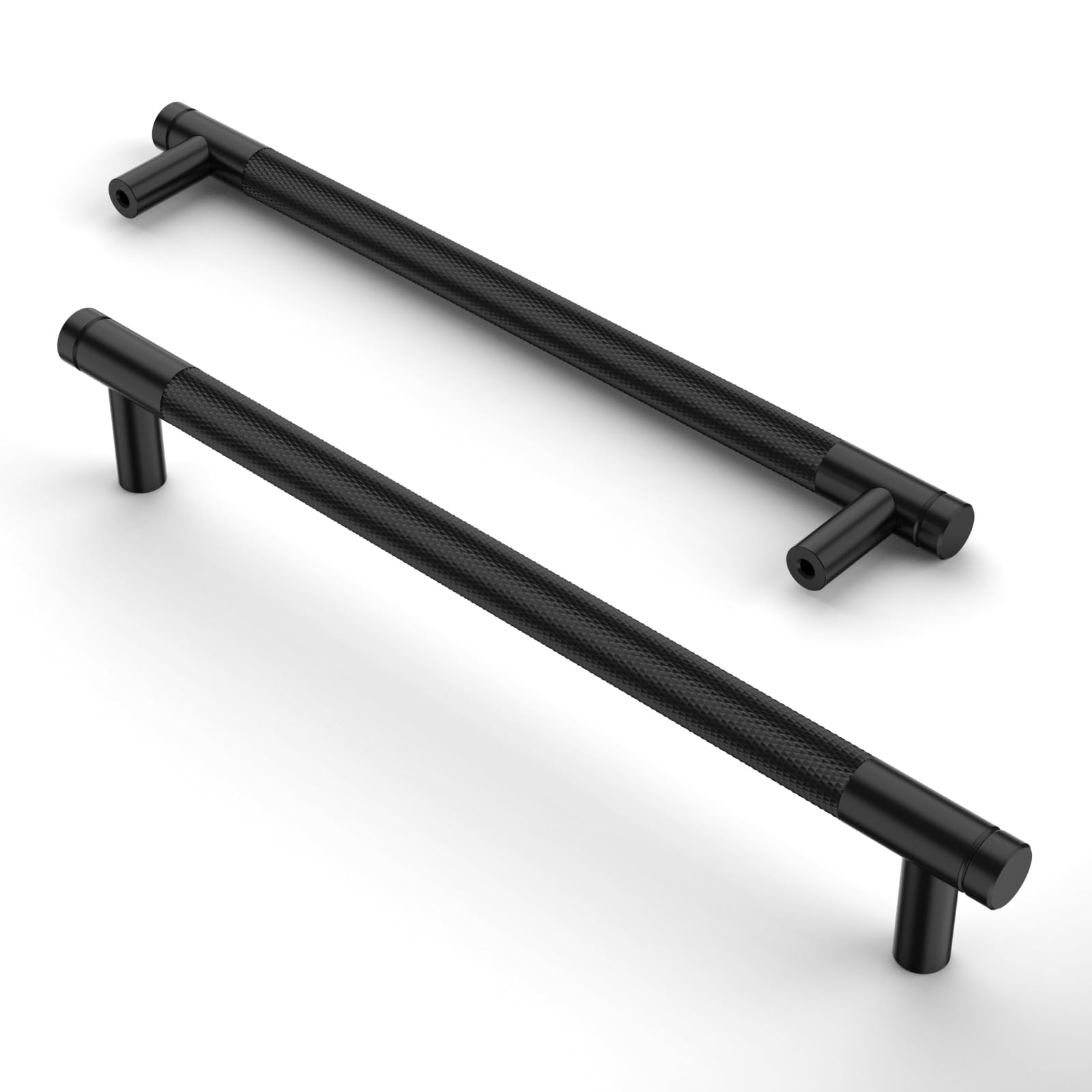 Asidrama 10 Pack 3 Inch(76mm) Matte Black and Champagne Bronze Cabinet Pulls Knurled Cabinet Handles Cupboard Handles Kitchen Cabinet Hardware for Cupboard Drawer Pulls