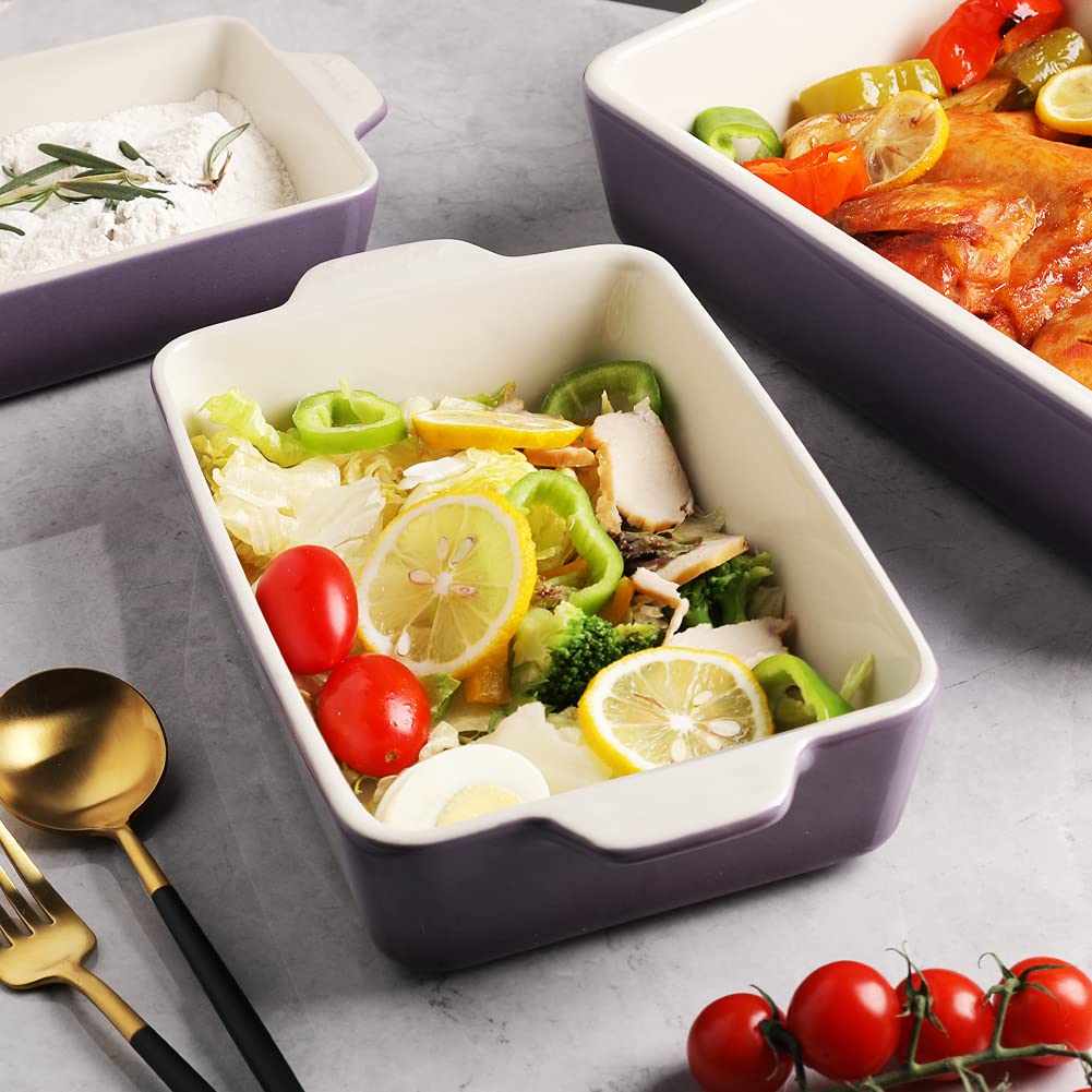 Sweejar Ceramic Bakeware Set, Rectangular Baking Dish for Oven Lasagna Pans for Cooking, Kitchen, Cake Dinner, Banquet and Daily Use, 11.8 x 7.8 x 2.76 Inches of Casserole Dishes (Beige)