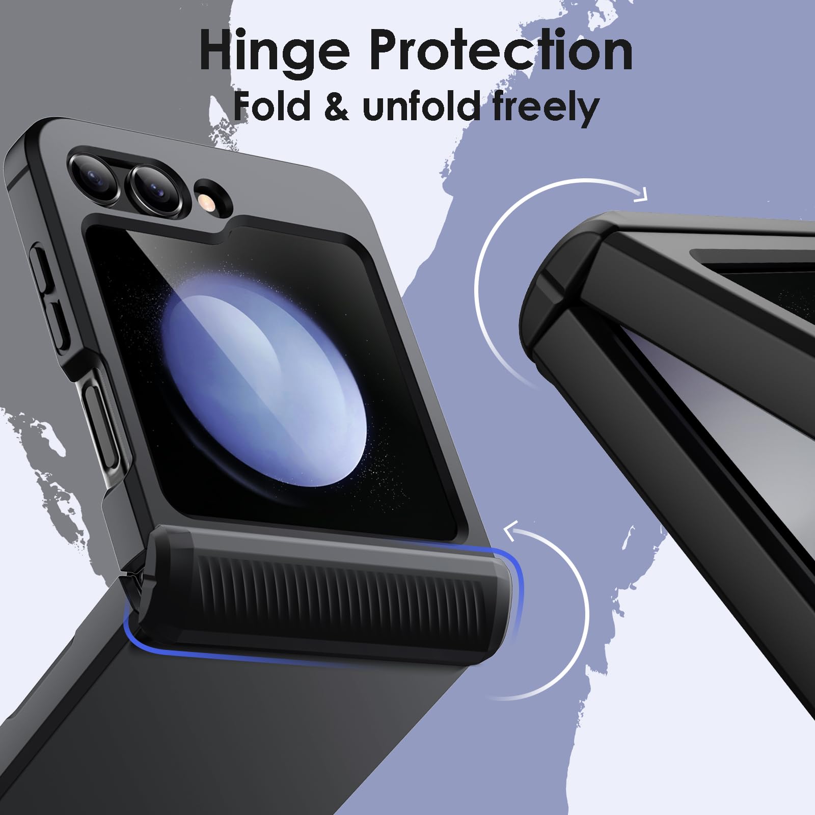 JETech Case for Samsung Galaxy Z Flip 5 2023 with Hinge Protection, Heavy Duty Rugged Protective Hard PC Phone Cover, Anti-Fingerprint Matte Finish (Black)