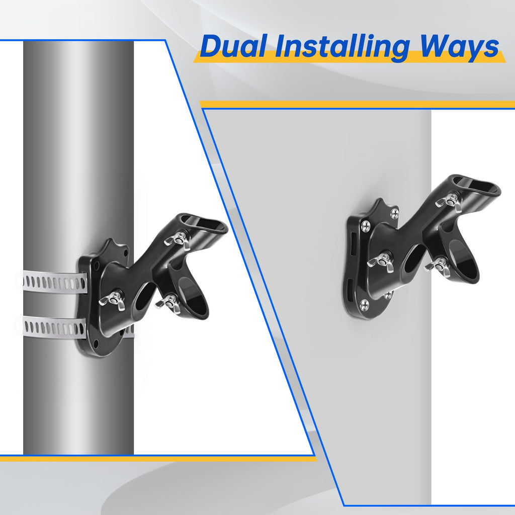 Flag Pole Holder, Anovo Flag Pole Brackets Mount Outside House Heavy-Duty Aluminum Metal Rust Proof Bracket 1" Inner Diameter 2 Positions with Hardwares for Outdoor Wall Mounting Porch(Black-1 Pack)