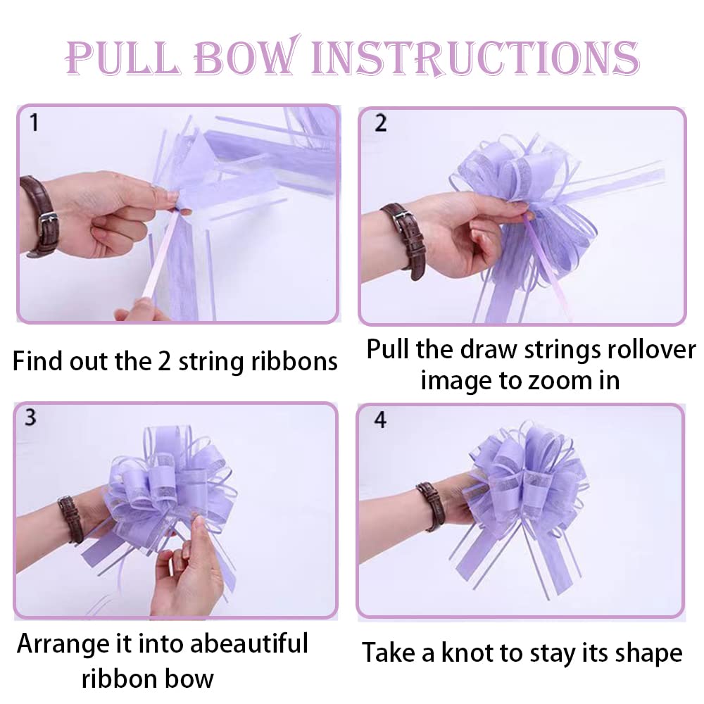 6 PCS Large Pull Bows,Bow for Gift Wrapping,6 inches,Christmas Party Birthday Gift Wedding Ribbon Bows for Wrapping Boxes or Flower Decorations, Valentine's Day Gift Decorations