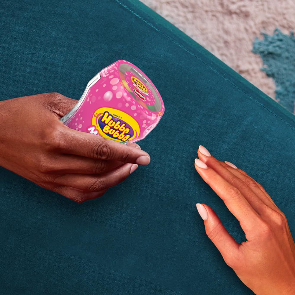 HUBBA BUBBA Minis SKITTLES Flavored Sugar Free Gum, Bubble Gum Packs, Candy Bulk, Resealable Bulk Bag