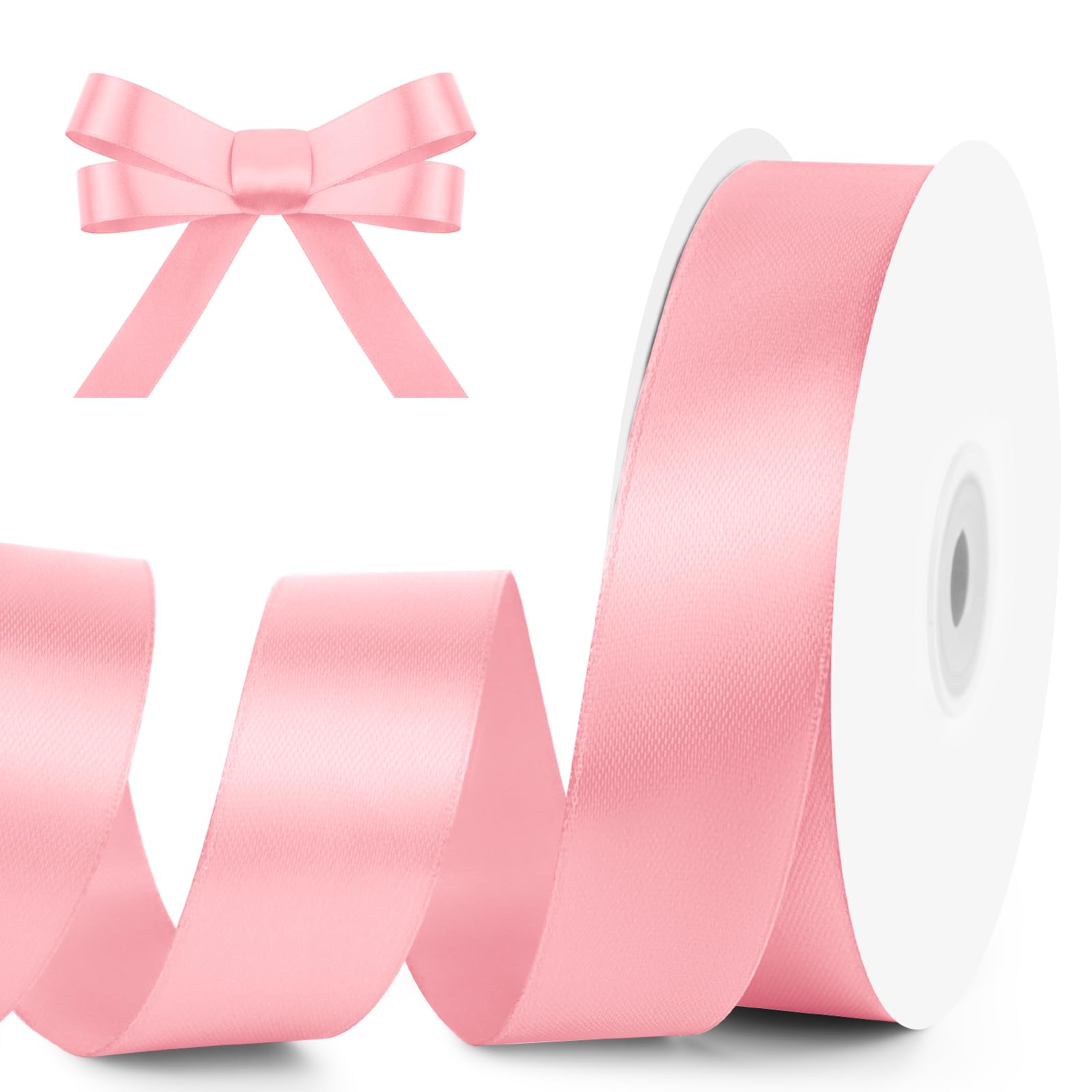 1" Wide x 100 Yards Single Face Polyester Satin Ribbon, Satin Ribbon for Crafts, Gift, Hair Bows, Wedding Party Decoration, Bow Making & Other Projects (Apple Green)