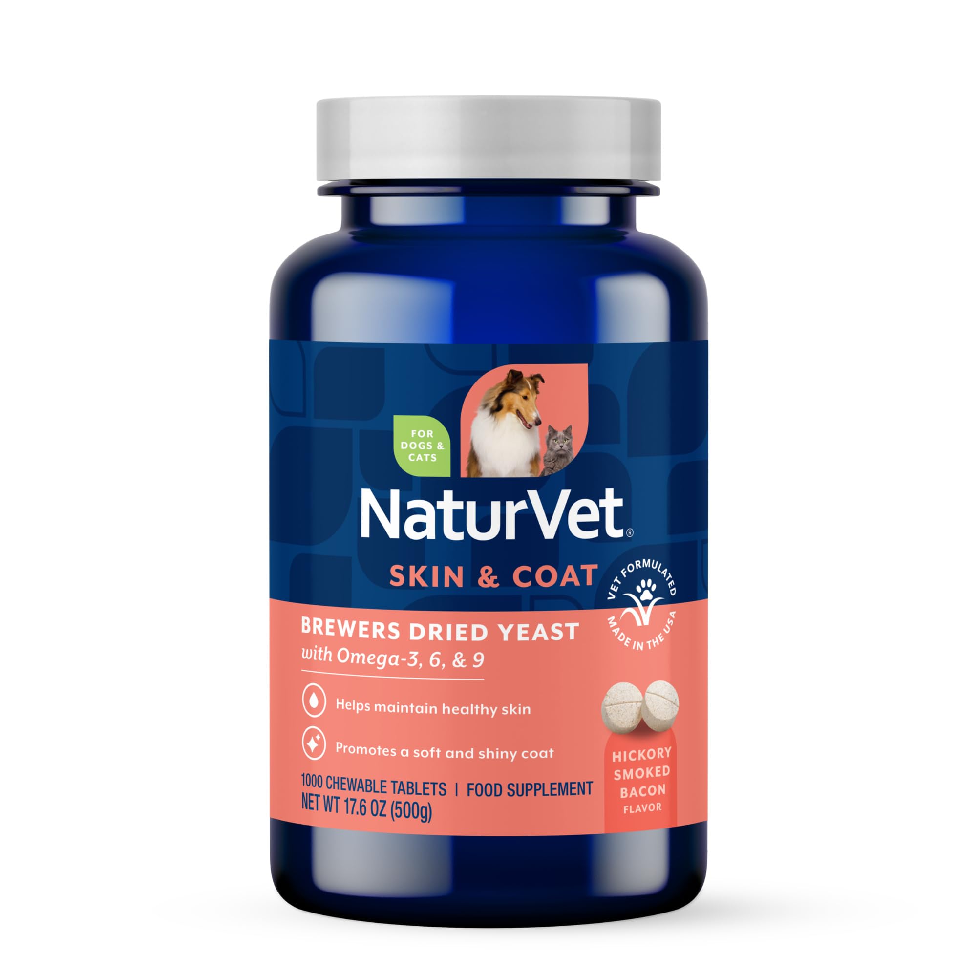 NaturVet – Brewer’s Dried Yeast Formula with Garlic Flavoring – Plus Omegas | Rich in Omega-3, 6 & 9 Fatty Acids | Fortified with B1, B2, Niacin & Vitamin C | For Dogs & Cats | 5000 Chewable Tablets