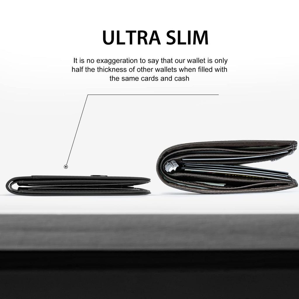 GSOIAX Slim Wallet for Men Rfid Blocking Leather Bifold Front Pocket Carbon Fiber Men's Money Clips Credit Card Holder With Gift Box