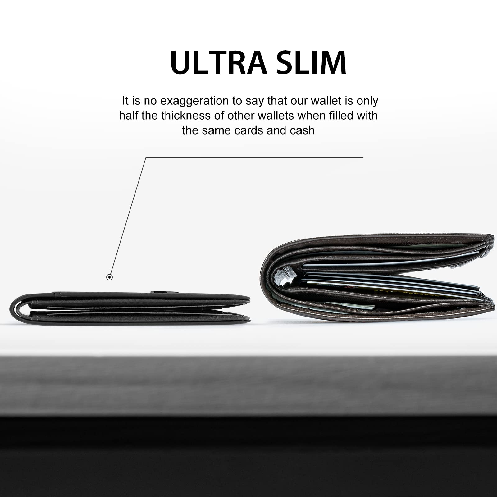 GSOIAX Slim Wallet for Men Rfid Blocking Leather Bifold Front Pocket Carbon Fiber Men's Money Clips Credit Card Holder With Gift Box