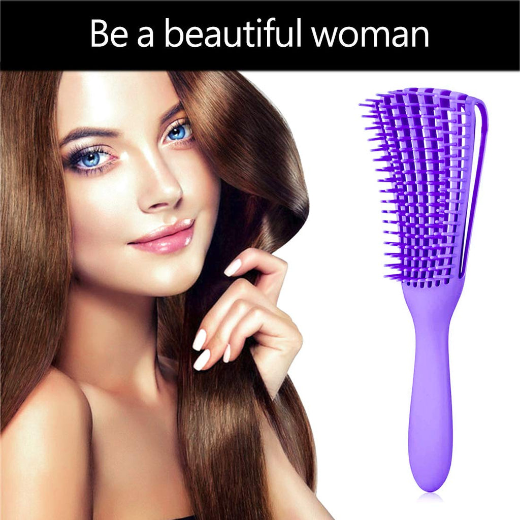 Detangling Brush for Afro America/African Hair Textured 3a to 4c Kinky Wavy/Curly/Coily/Wet/Dry/Oil/Thick/Long, Knots Detangler Scalp Massage Comb Hair Detangler for Women (1 pc, Purple)