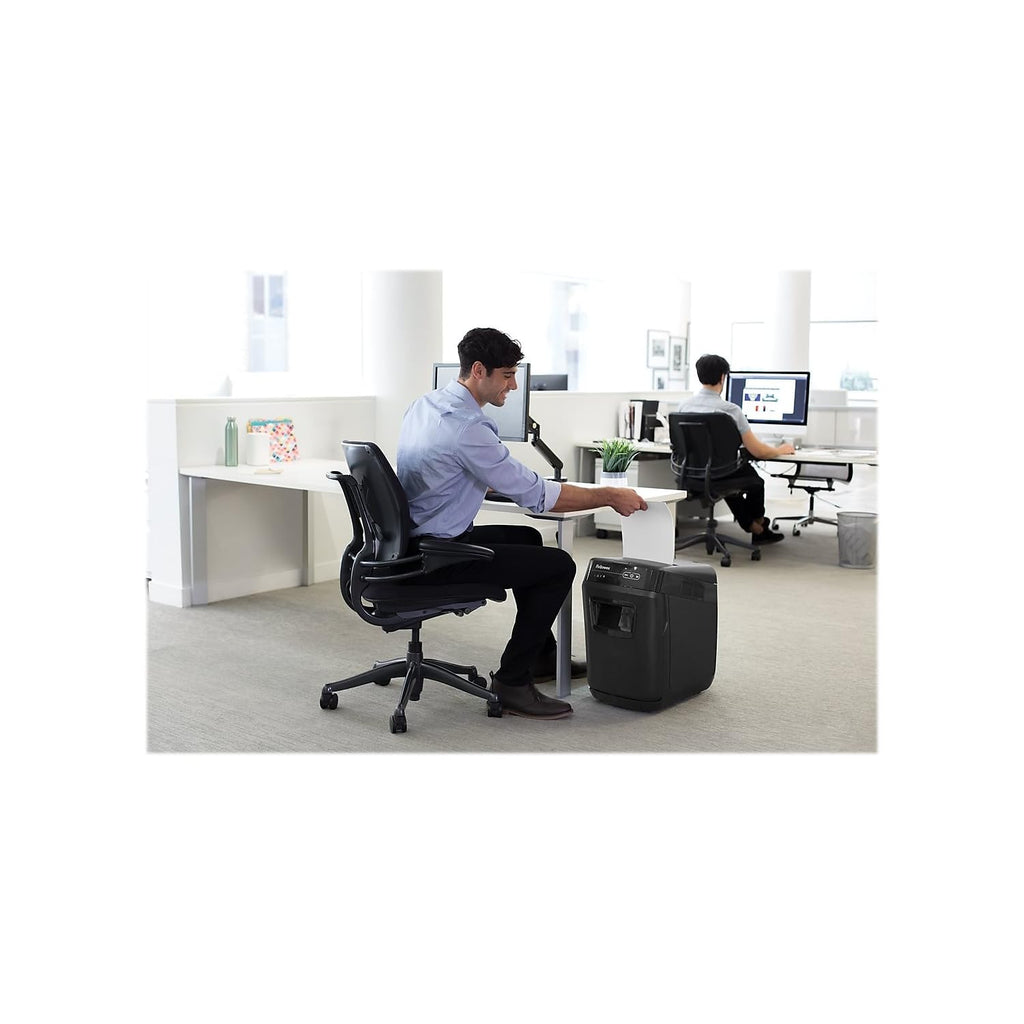 Fellowes AutoMax Micro-Cut 100M Commercial Office Auto Feed 2-in-1 Paper Shredder with 100-Sheet Capacity, Black