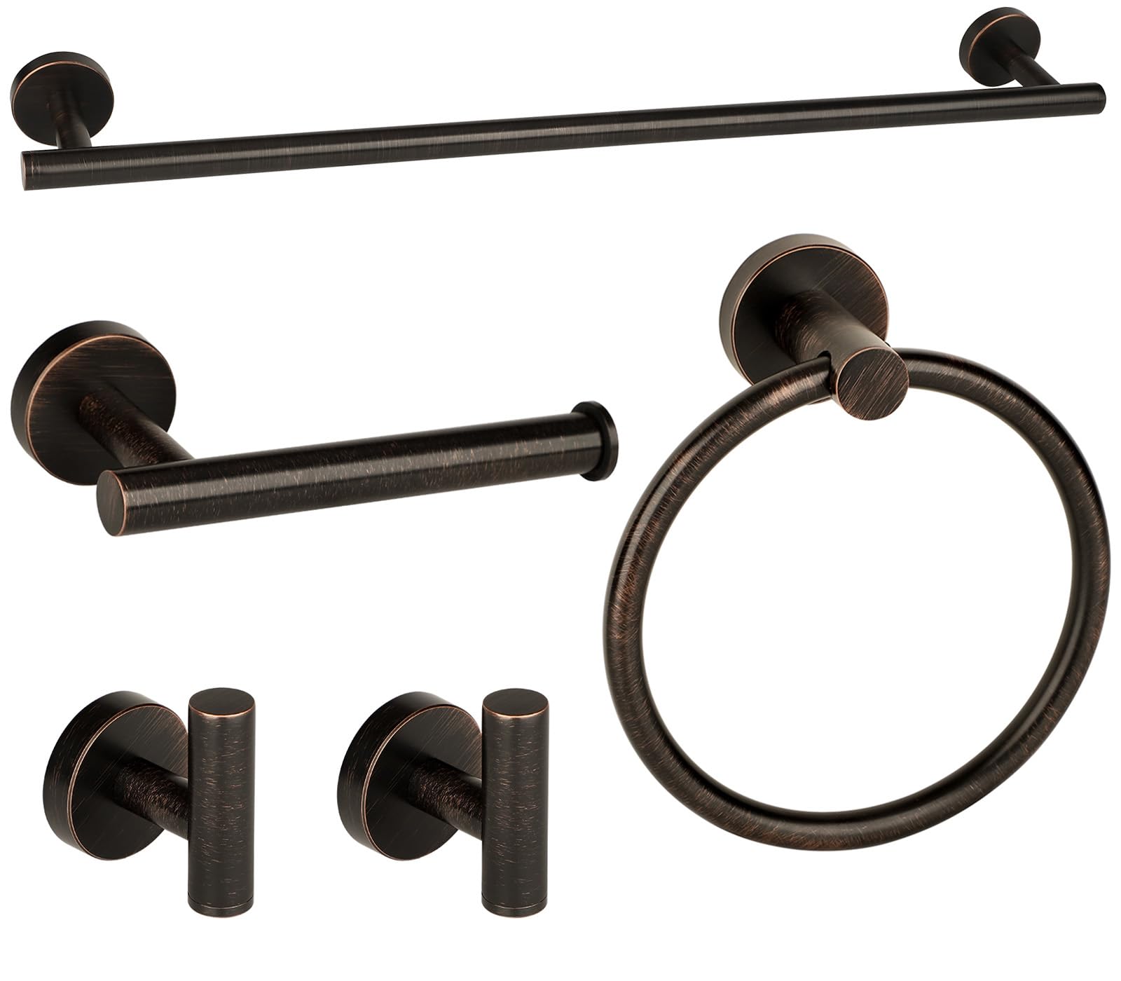 Brushed Gold Bathroom Hardware Accessories Set 5 Piece, Stainless Steel Bath Towel Bar Set 24 Inch,Toilet Paper Holder,Towel Ring Holder,Towel Rack Set,Gold Bathroom Accessories Kit
