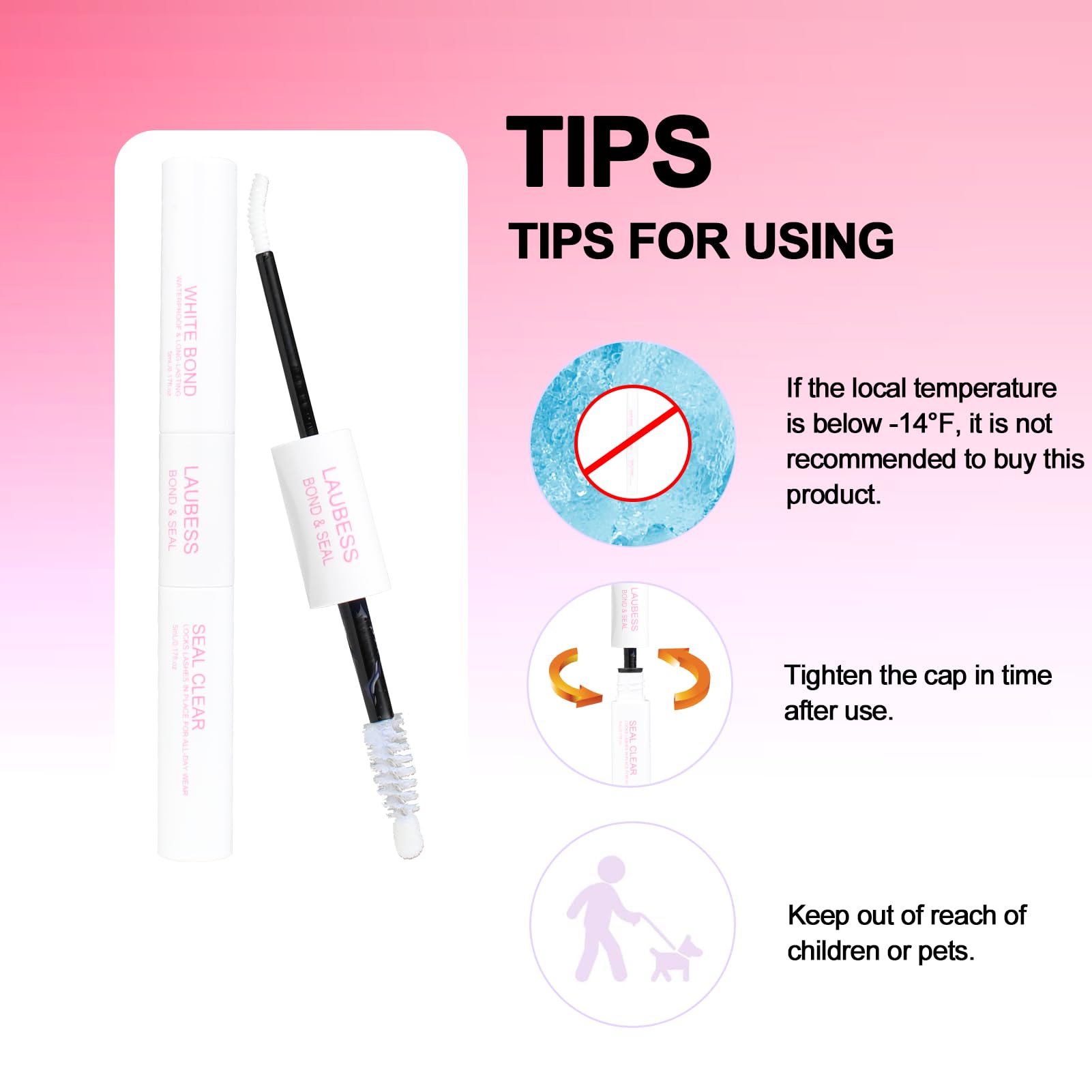 Lash Bond and Seal Mascara for Long Lasting Waterproof Eyelash Extensions - 5ml+5ml