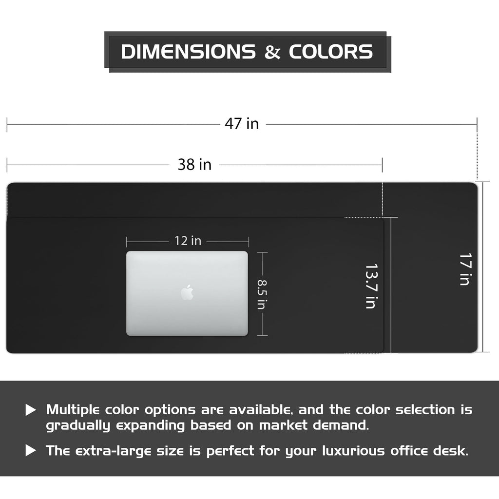 Aothia Leather Desk Pad Protector - Large Mouse Pad, Office Mat, Non-Slip PU Leather Blotter, Laptop Desk Pad, Waterproof Writing Pad for Office and Home (Beige, 38" x 13.7")