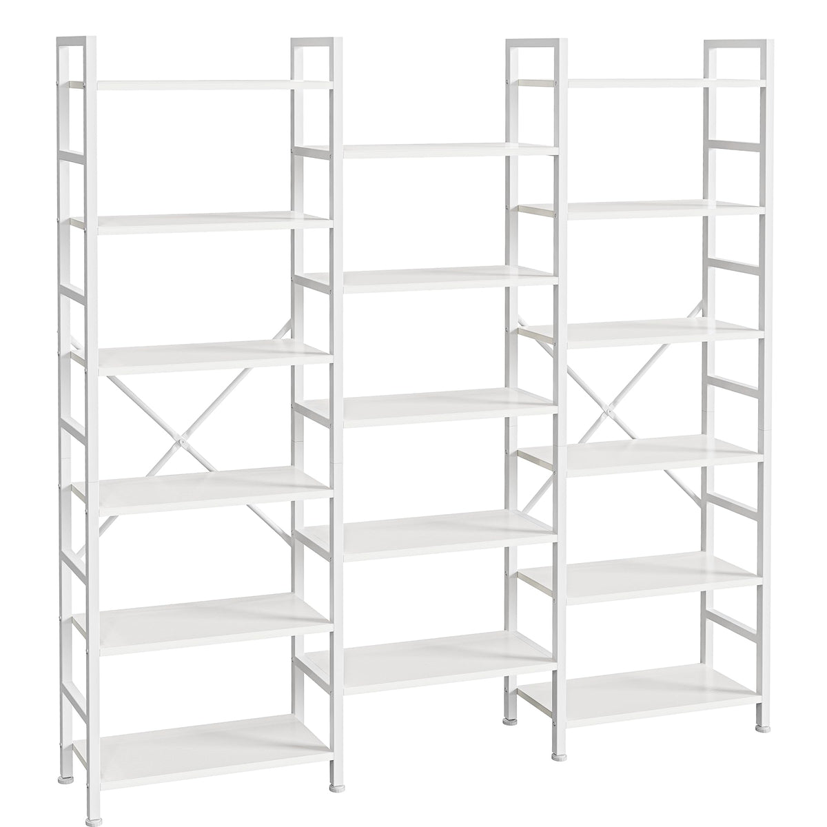 SUPERJARE Triple Bookshelf, Bookcase with 11 Open Display Shelves, Wide Book Shelf Book Case for Home & Office, 4 Tier, Black