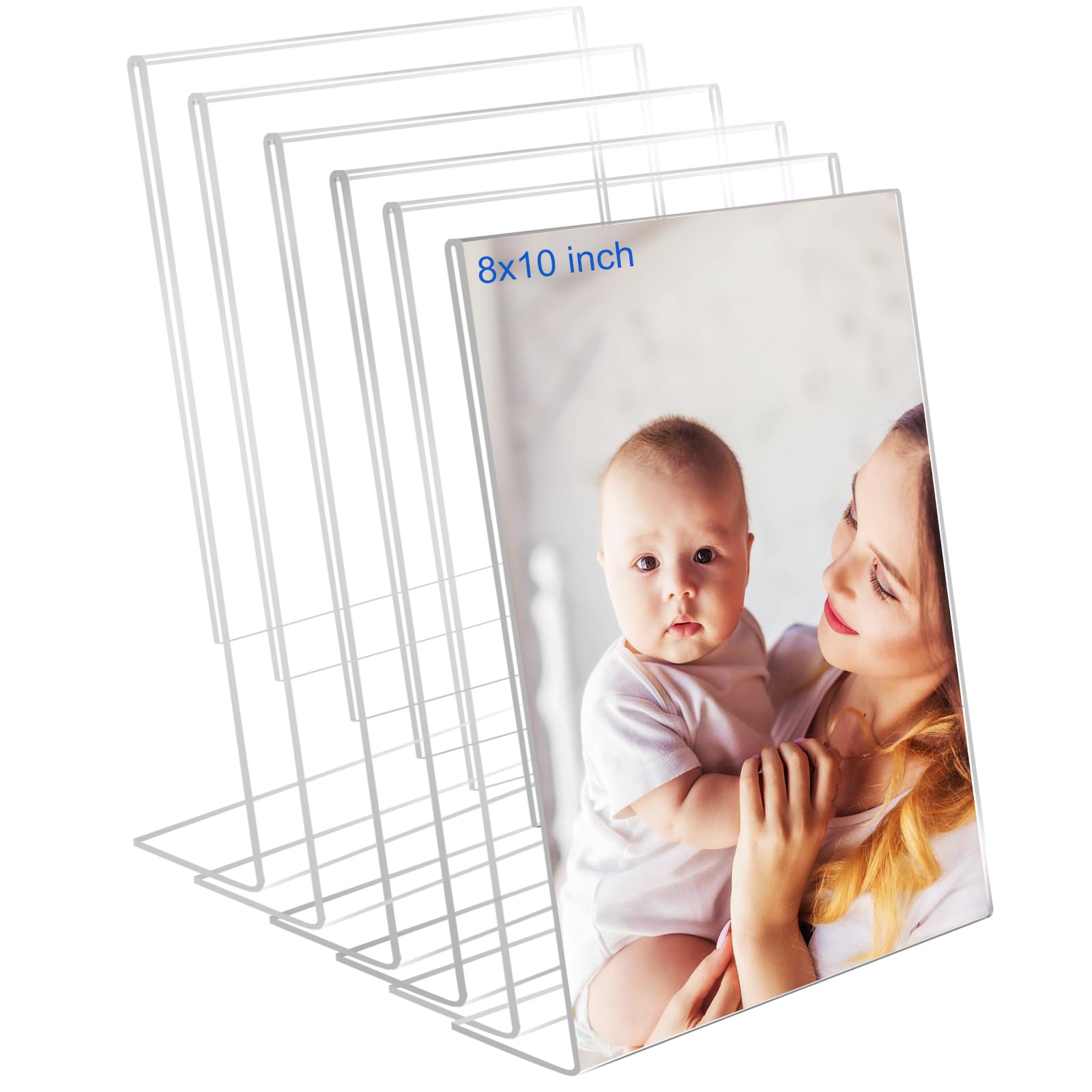4x4 Acrylic Picture Frames, Set Of 6 Clear Acrylic Frameless Gift for Desktop Display, Standing Picture or Display Sign Holder with Inserts for Home Office