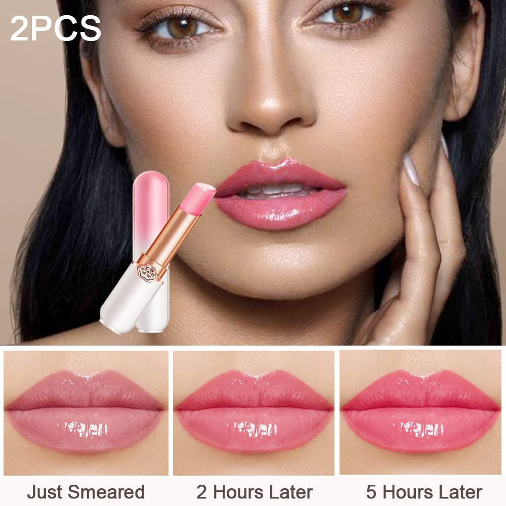 evpct 2Pcs Blueberry Tinted Lip Balms PH Lip Color Changing Lipstick Balm Stain Gift Set Queen for Women Girls Korean Mood Long Lasting Color Change Light Pink Lipstick Lip Tint Plumper Gloss