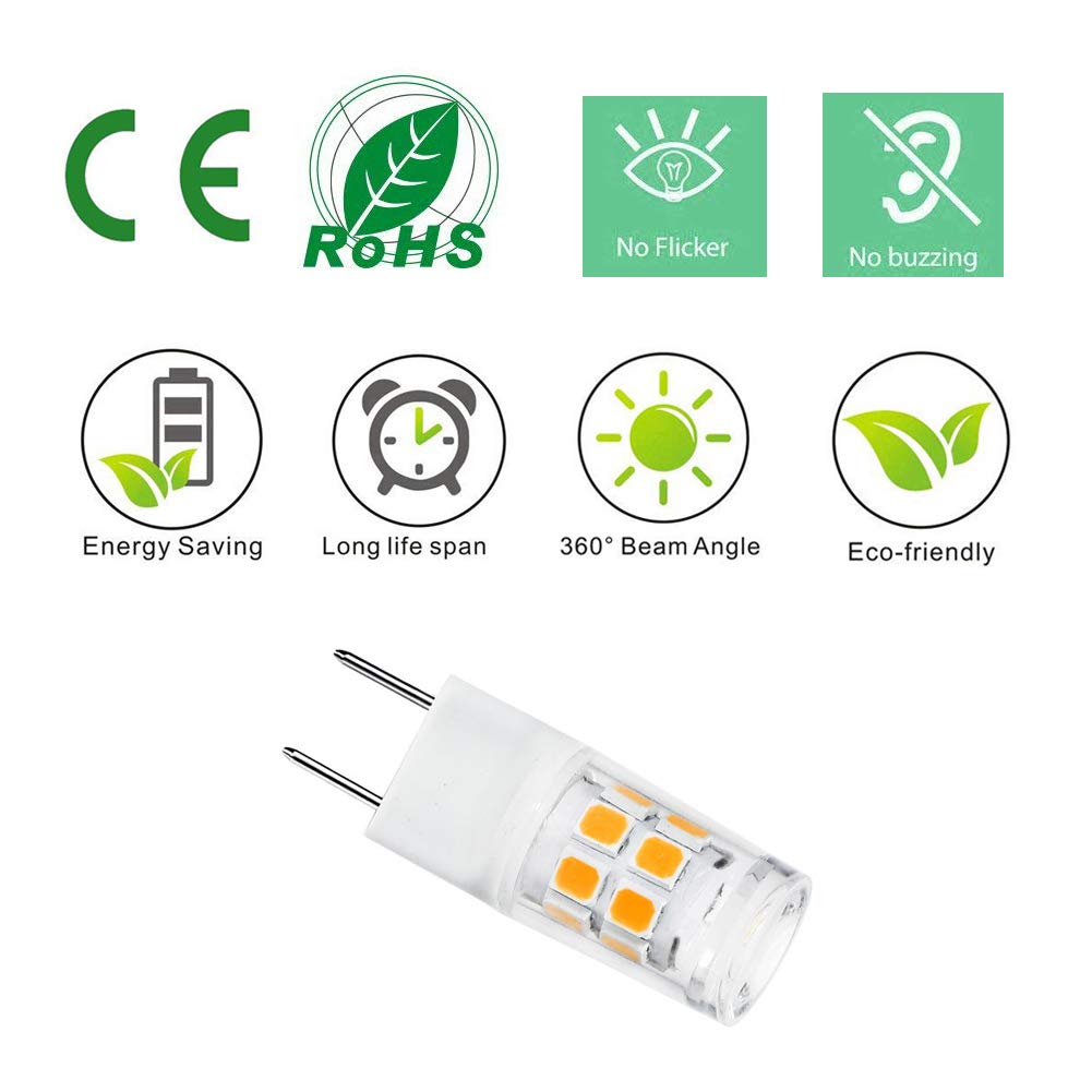 G8 LED Bulb 3W, WB25X10019 Halogen Bulb 20W Replacement for GE Microwave Oven Light, T4 JCD Type G8 Bi-Pin Base, 120 Volt, Daylight White 6000K, 2-Pack