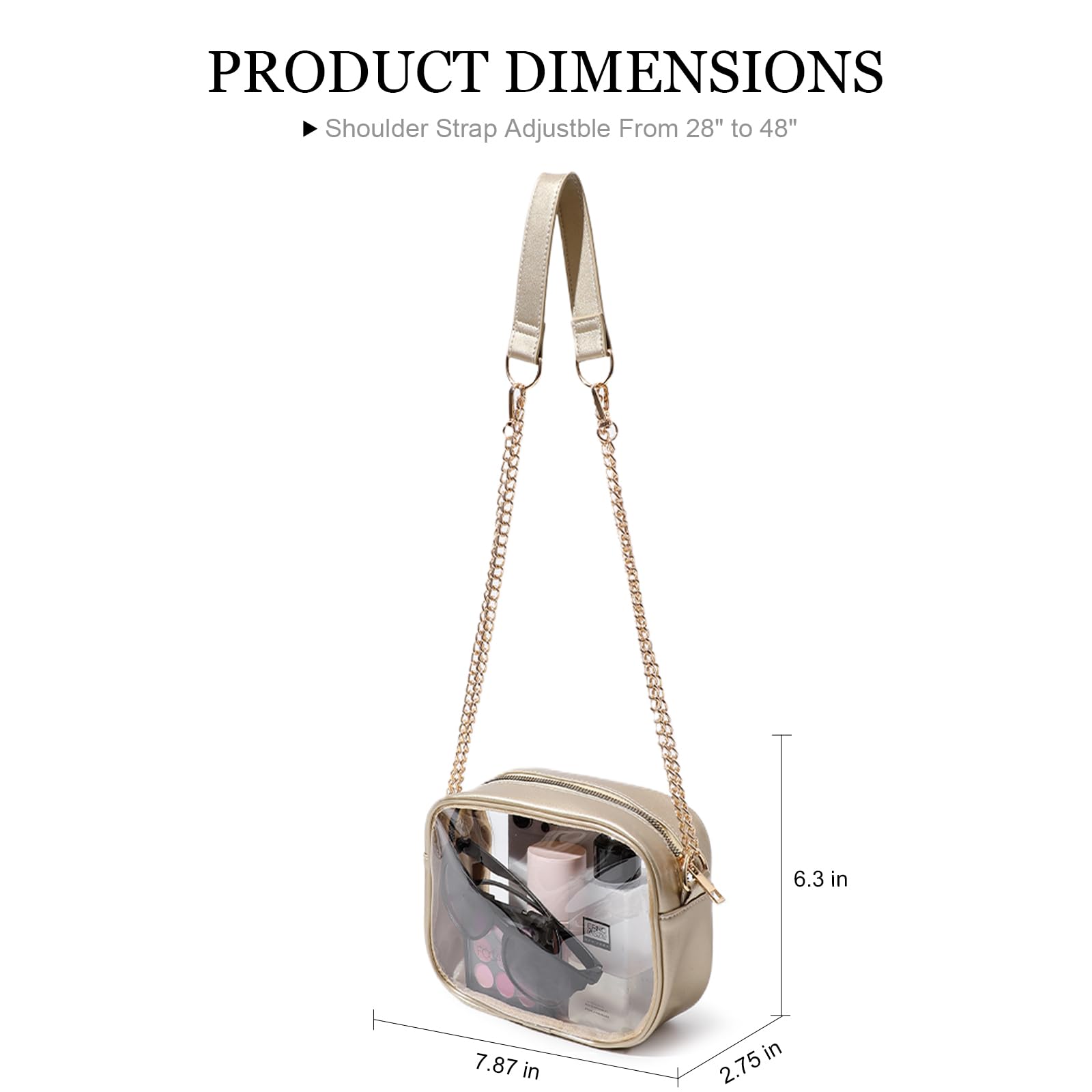 TOBVZOO Clear Bag Stadium Approved, Crossbody Transparent Bag for Concerts Sports Events, Purses for Men & Women