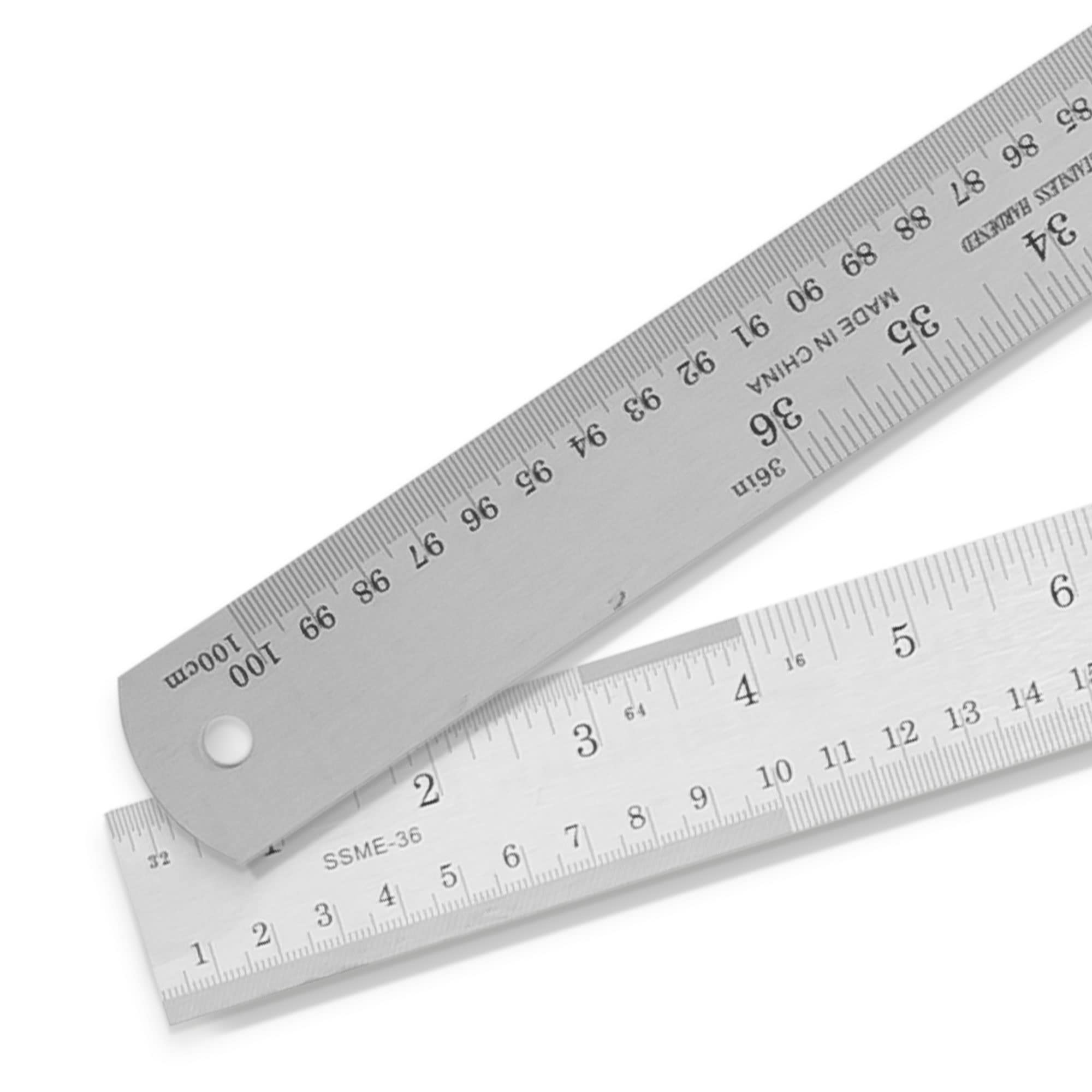 2 Pack Pacific Arc 12 Inch Stainless Steel Ruler with Inch/Metric Conversion Table