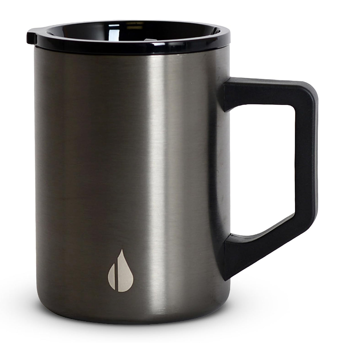 Elemental Insulated Coffee Mug - Triple-Wall Stainless Steel Summit Travel Cup for Hot and Cold Drinks - Thermal Coffee Mug with Lid and Handle for Camping, Office & Travel 12oz - Black