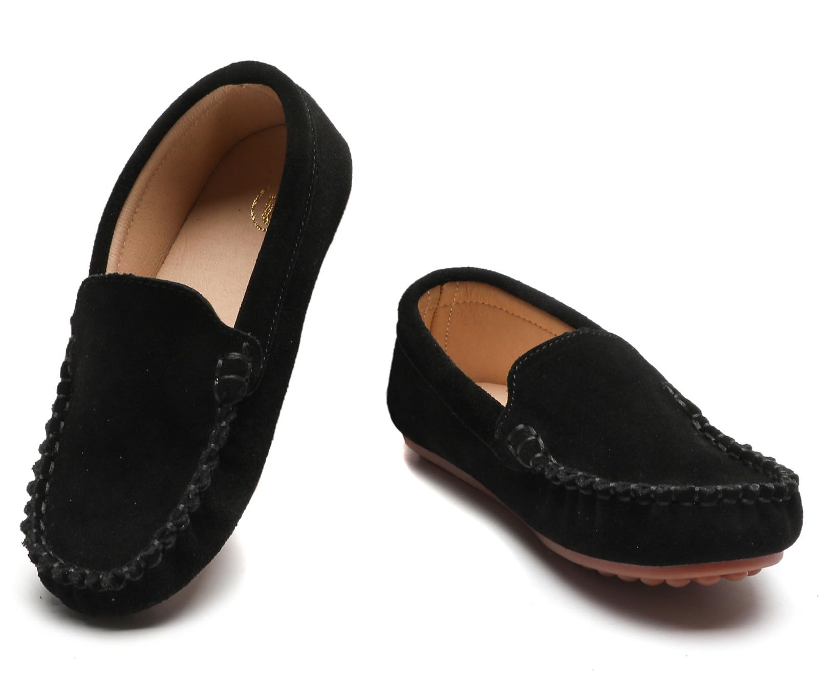 DADAWEN Toddler Little Kid Boys Girls Soft Suede Leather Slip On Flat Boat Dress Shoes Wedding Church Oxford Shoes Loafers