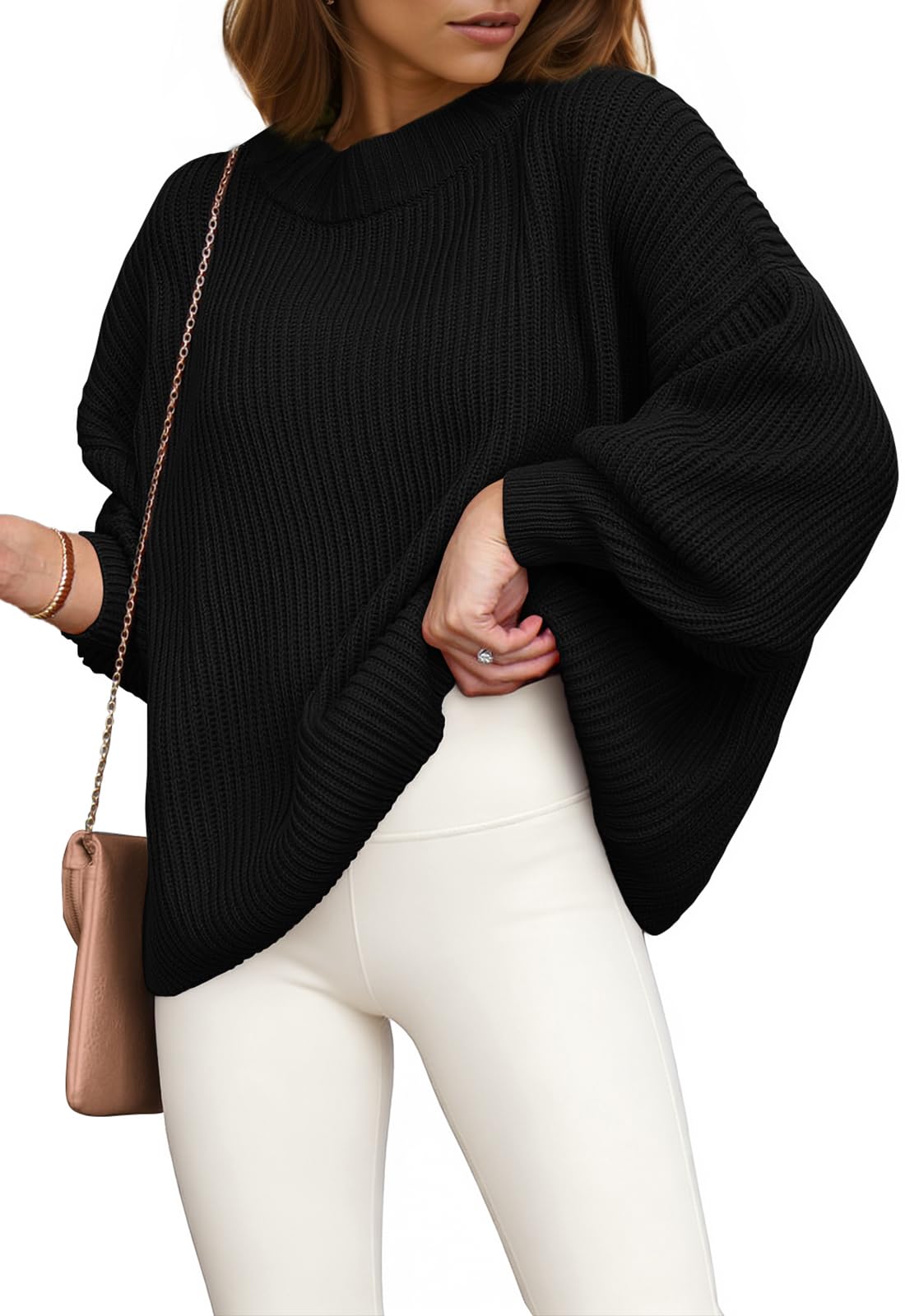 PRETTYGARDEN Womens Sweaters Spring 2026 Oversized Chunky Knitted Pullover Sweater Casual Long Sleeve Crewneck Cute Sweaters