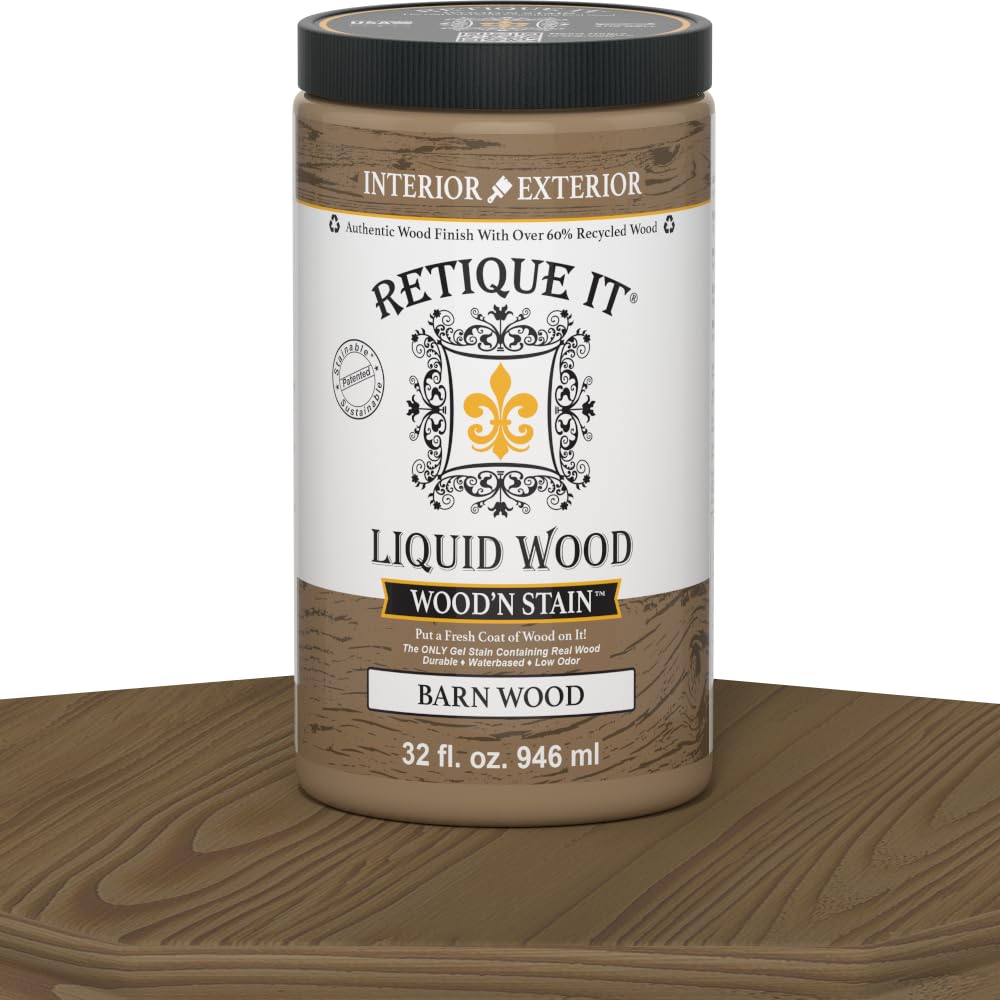 Retique It Wood'n Stain - Liquid Wood Gel Stain Interior/Exterior (08 oz (Half-Pint), 35 Dark Oak)