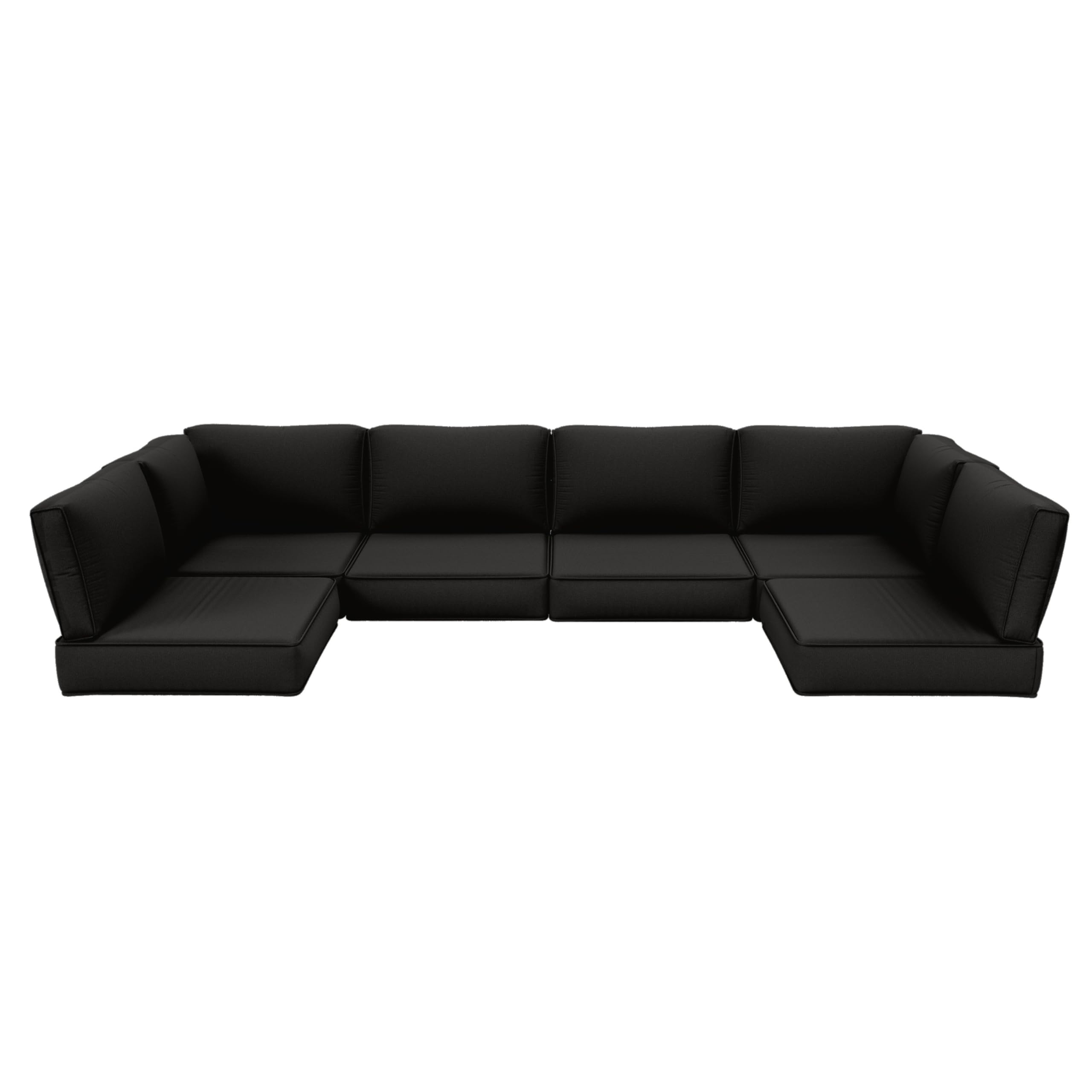 Outdoor Furniture Replacement Cushions, 5" Foam Foam High-Density, Fits 6-seat Sectional Rattan Conversation Set, 14 Piece Patio Water-Resistant Replacement Sofa Cushions, Liner&Cover