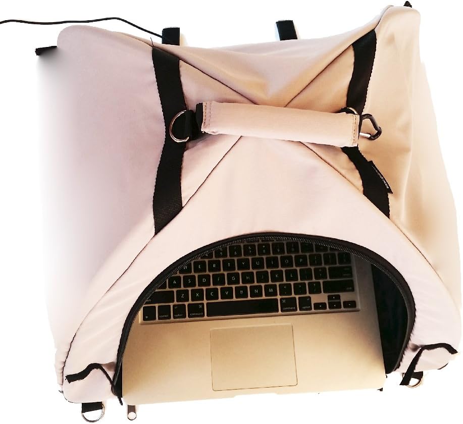 LAPTOP TENT - Portable Sun Shade & Water-Resistant Beach Bag for Outdoor Work | Heat & UV Reflective Fabric | Computer Privacy Hood & Glare Shield | Convertible Tote for Laptop, Towels, Drinks & More