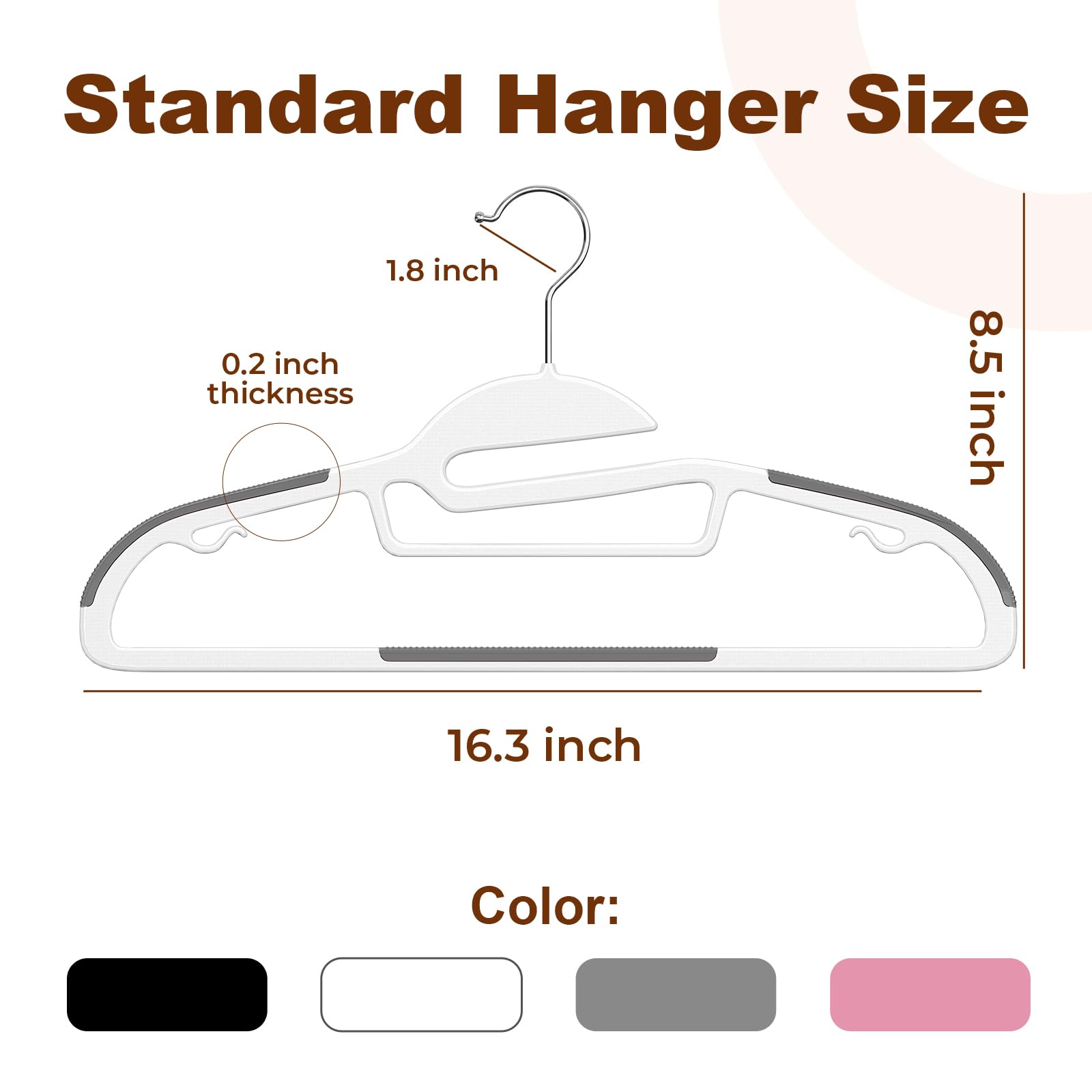 HOUSE DAY Slim Plastic Hangers with Non Slip Rubber Pads, 30 Pack, Black | Space saving closet organizer, heavy duty S-shape, rubber grip pads help keep shirts, suits, coats, pants, skirts in place