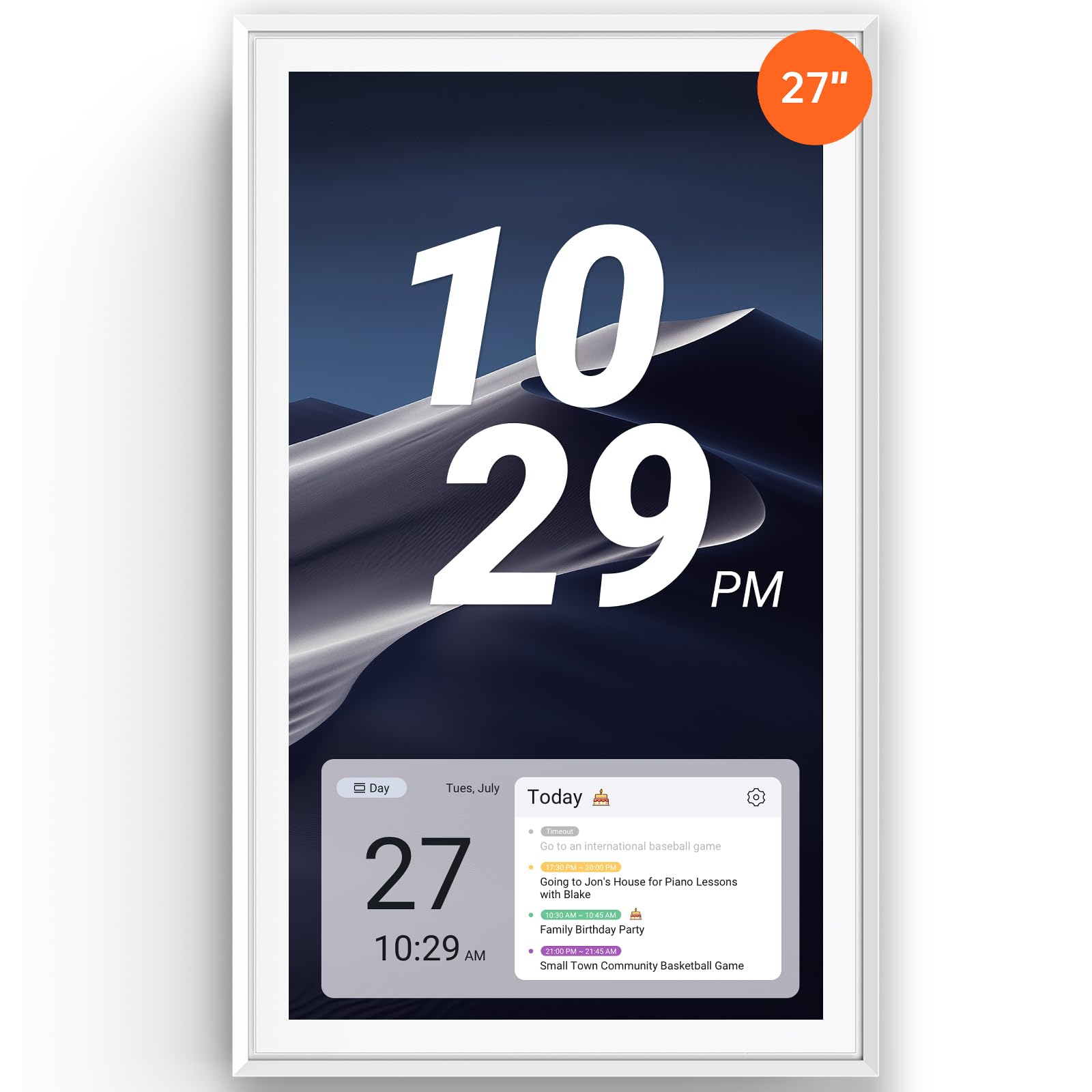 Apolosign 27-inch Digital Calendar & Smart Family Wall Planner, No Subscription, Calendar & Dashboard Dual-Mode System, Shared Touchscreen Display with Calendar Sync, Chore Charts & Family Scheduling Hub, Wall Mount Included (Black)