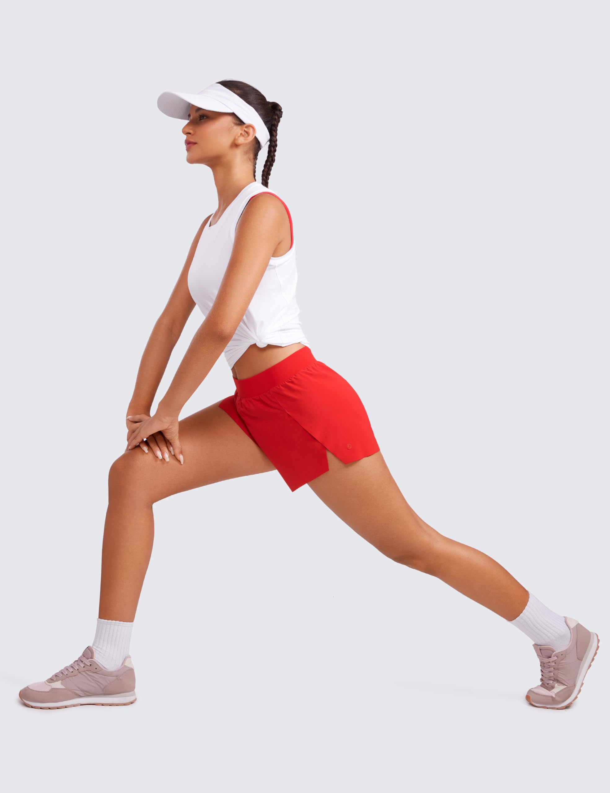 CRZ YOGA V Split Running Shorts for Women 2.5" - High Waisted Workout Athletic Gym Track with Liner Breathable Quick Dry