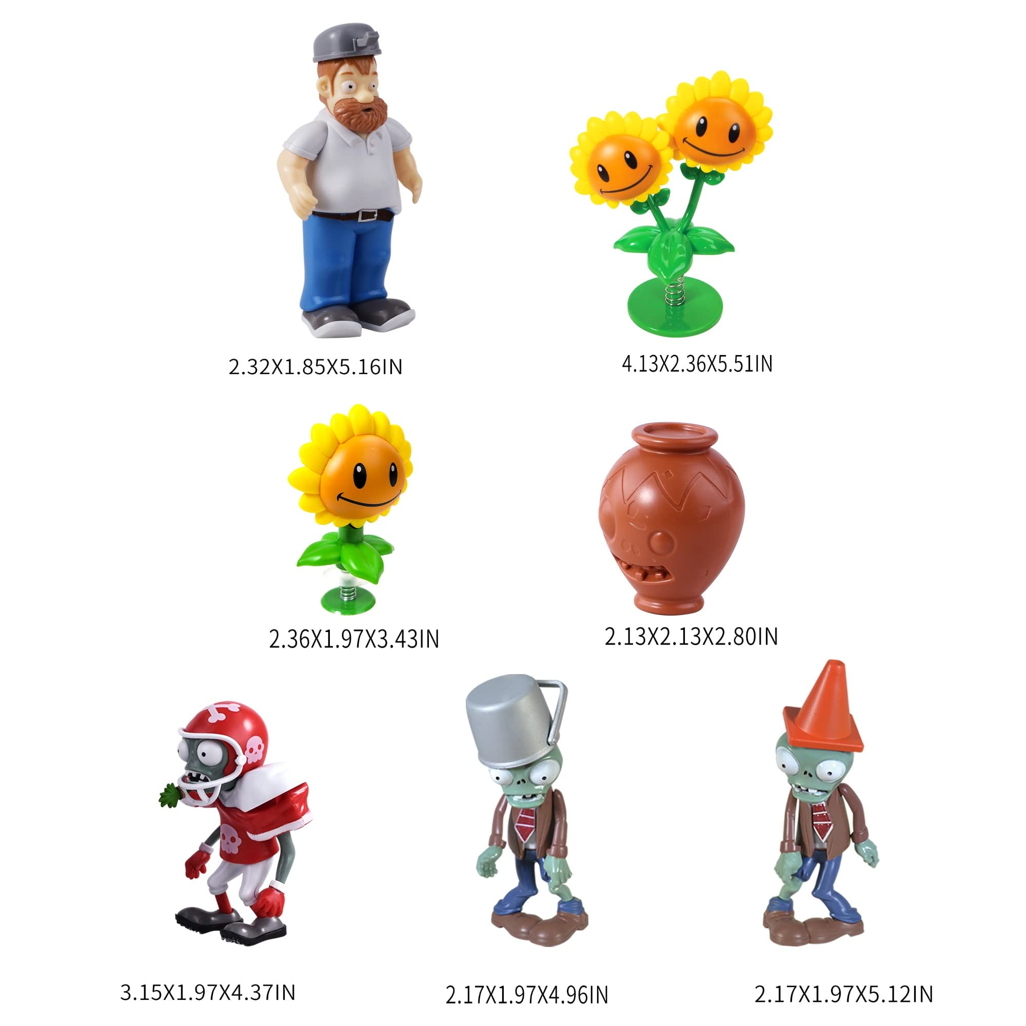ROLOSO Plants and Zombies Toys Figures vs Peashooter Party Favors Birthday Decorations Supplies Plush Sets Playset Series 2 PVZ Kids Games Books Zomboss Gargantuar with Storage Box