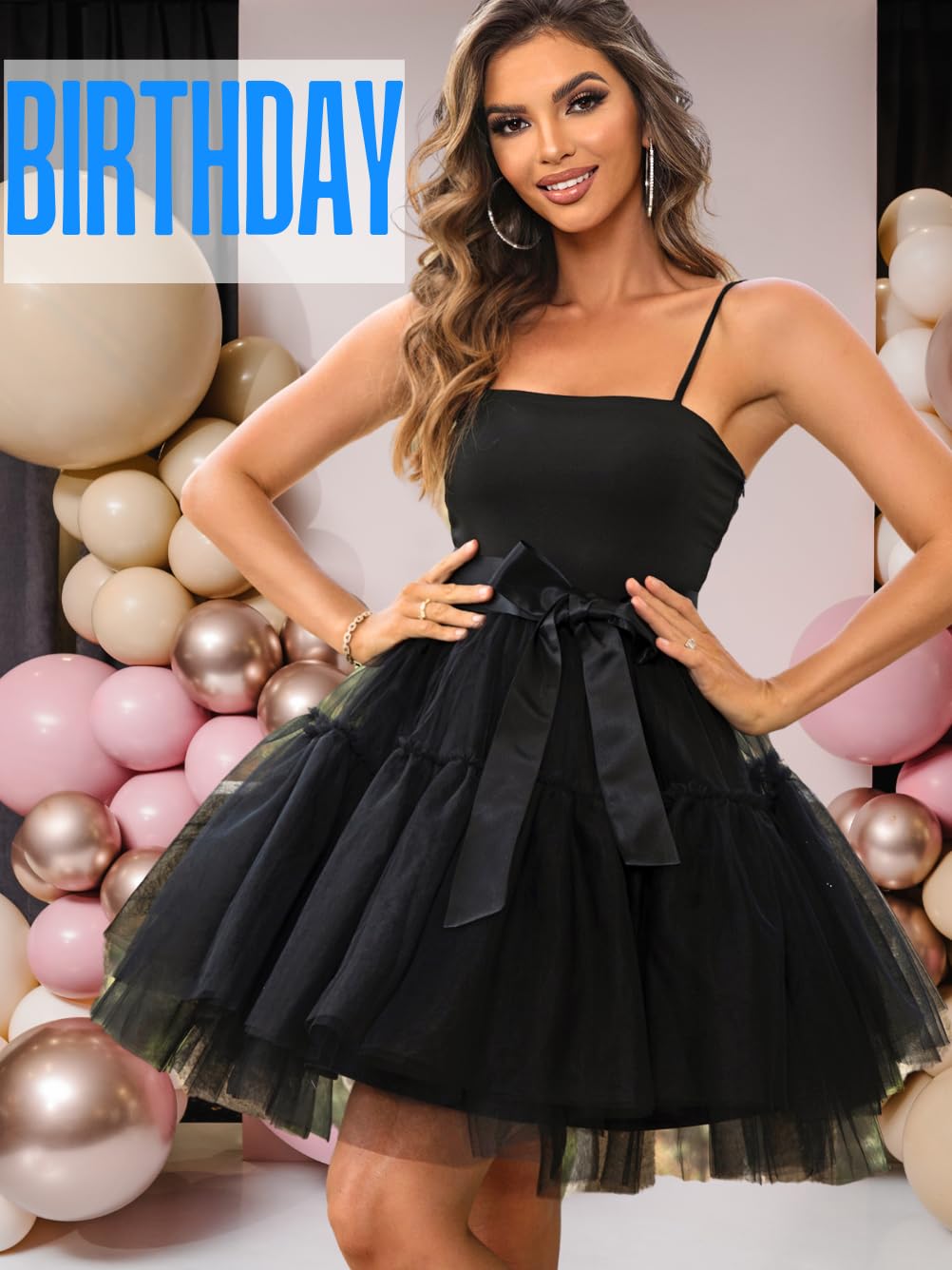 Kaei&Shi Poofy Short Tulle Dress,Spaghetti Strap Semi Formal Dresses for Women,Elegant Birthday Outfit Homecoming Cocktail