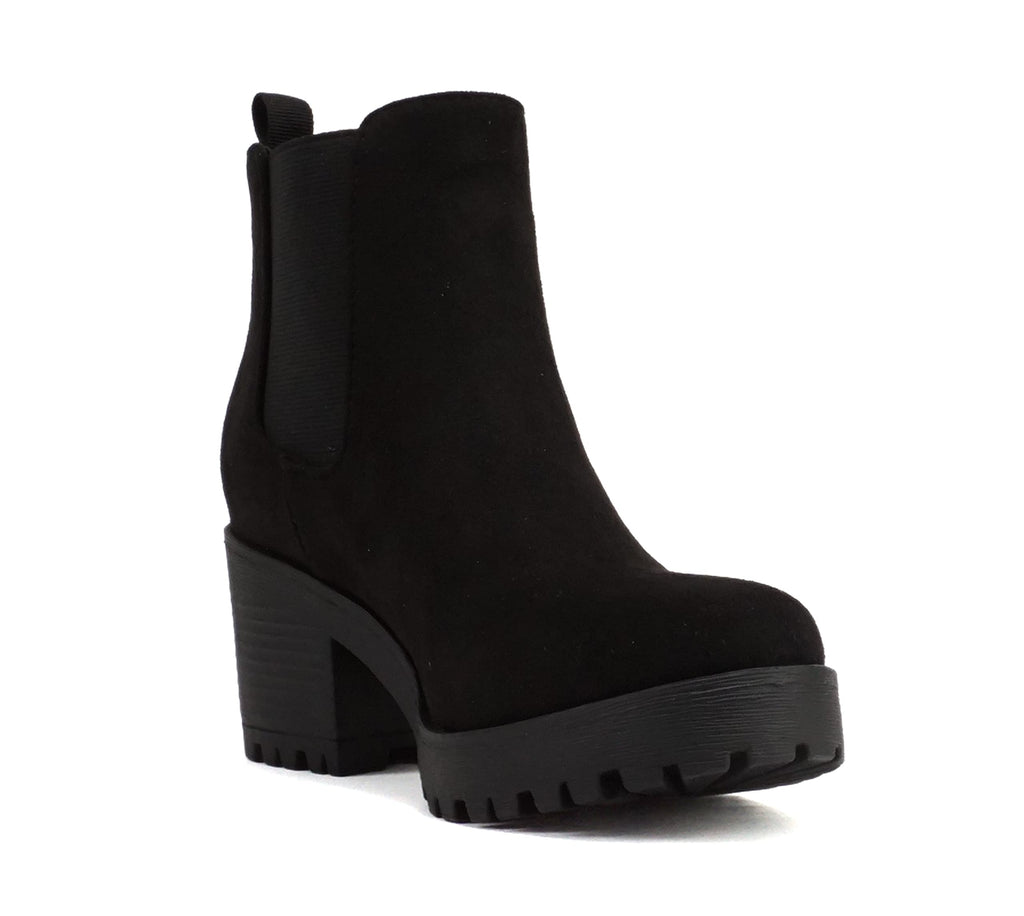 Soda Top Shoes Jaber Ankle Boot W Lug Sole Elastic Gore and Chunky Heel