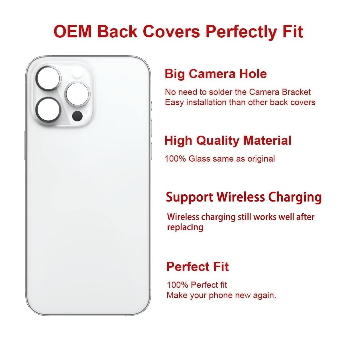 OEM Rear Back Glass Replacement for iPhone 14 Pro Max 6.7 inches with Reparing Toolkit and Pre-Installed Adhesive (Deep Purple)