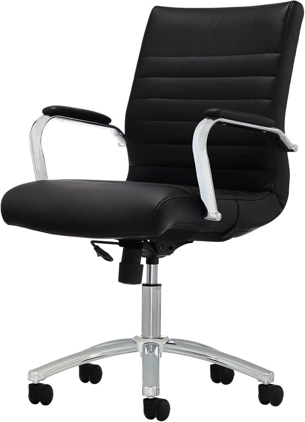 Realspace® Modern Comfort Series Winsley Bonded Leather Mid-Back Chair, Black