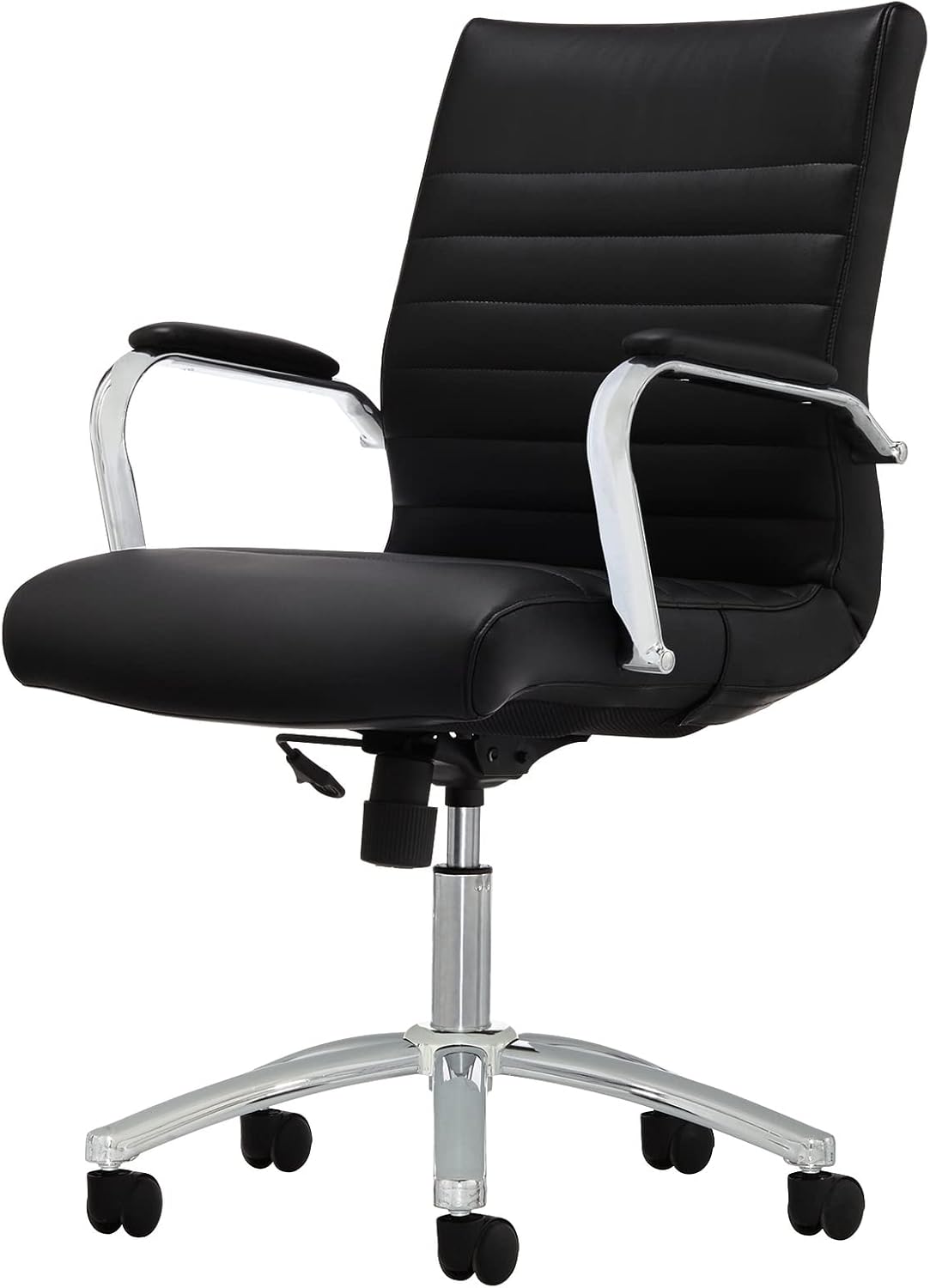 Realspace® Modern Comfort Series Winsley Bonded Leather Mid-Back Chair, Black