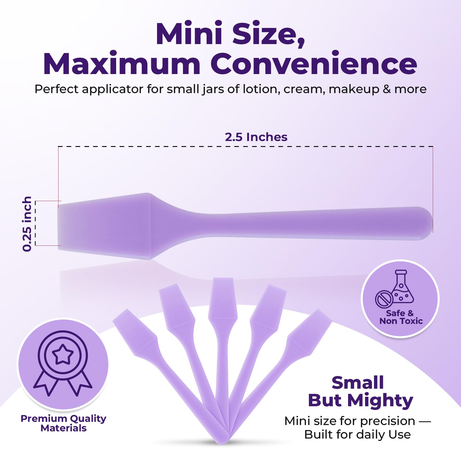 Kopperko Mini Lotion Spatula (2.5", 100 Pack) - Mini Spatula for Cosmetics, Creams & Crafts | Ointment Applicator for Mixing, Skincare, Face Mask | Disposable Lotion Applicator for Face | Black
