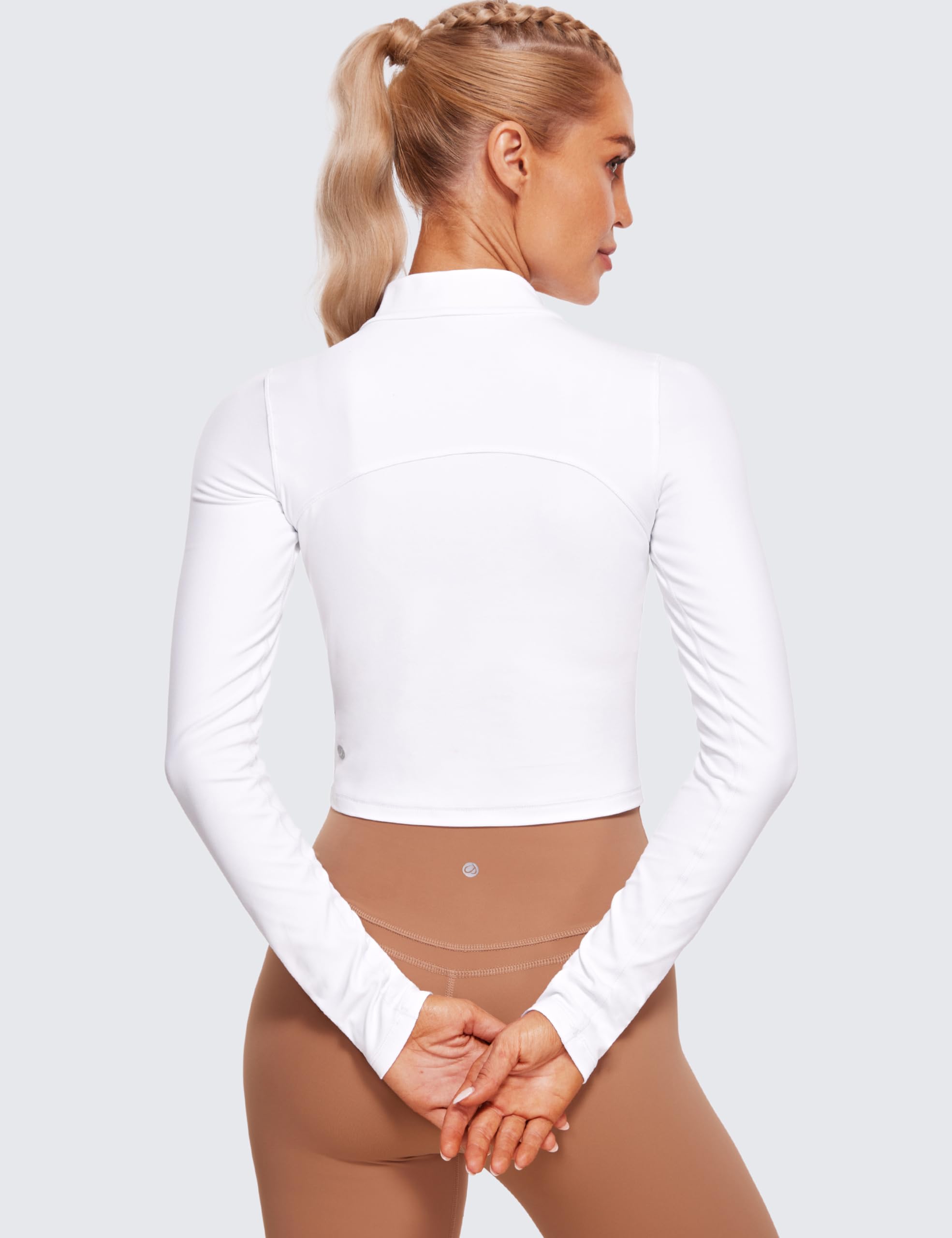 CRZ YOGA Butterluxe Mock Neck Long Sleeve Shirts for Women - Workout Casual Tops Turtleneck Crop Slim Fall Base Layer