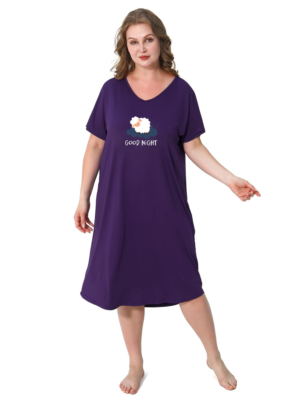 3 Pack Plus Size Women's Nightgown Soft Print Nightshirts for Women Short Sleeve Sleepwear