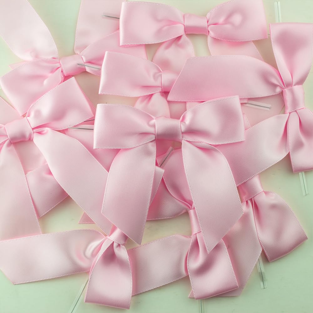 7Rainbows 50pcs Boutique 1.5" Black Satin Ribbon Mini Bows for Craft Sewing Scrapbooking Wedding and Gift Wrapping