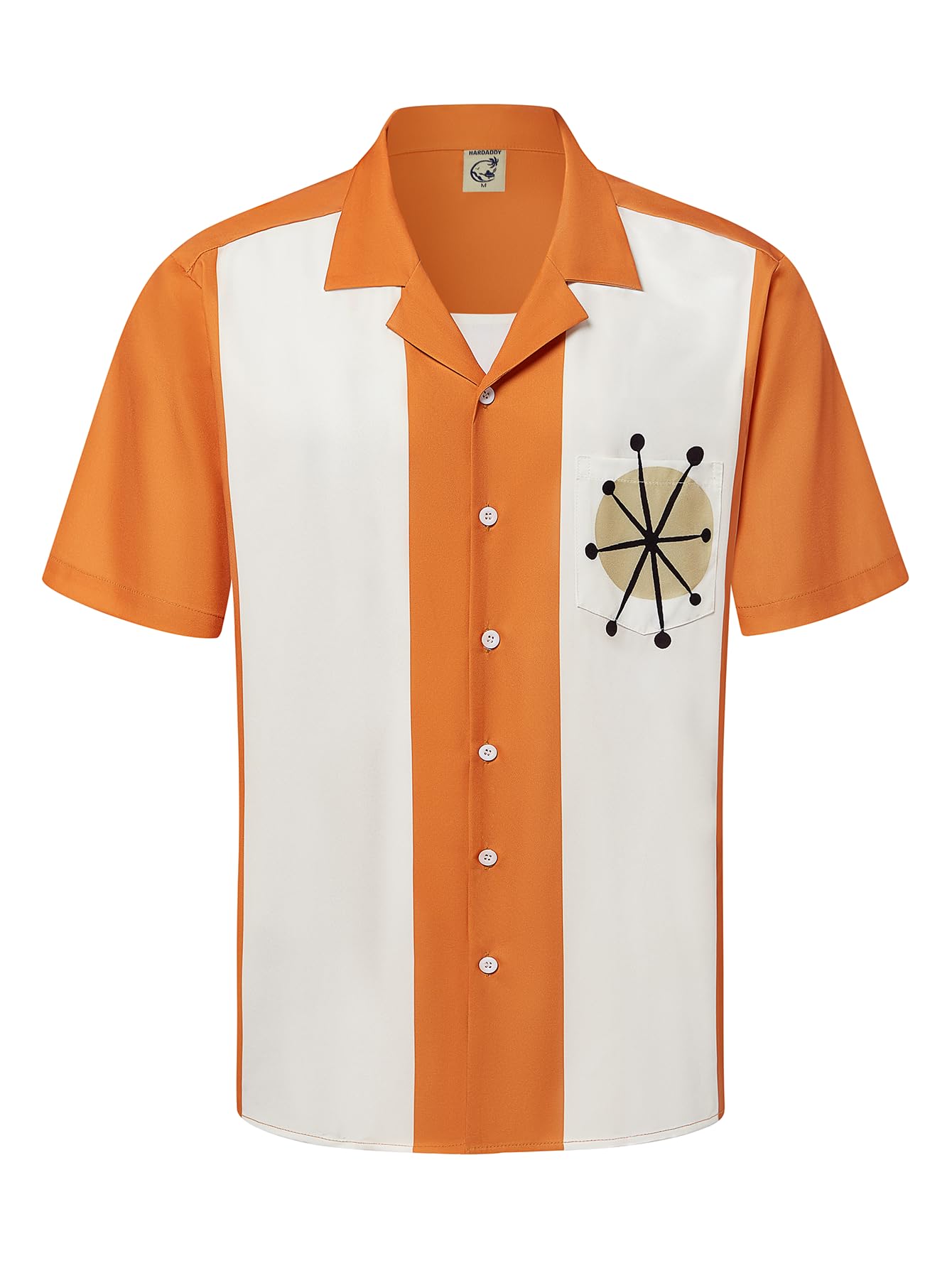 Hardaddy Men's Camp Collar Retro Vintage Bowling Button Down Shirt with Pocket Casual Short Sleeve Beach Shirts Summer