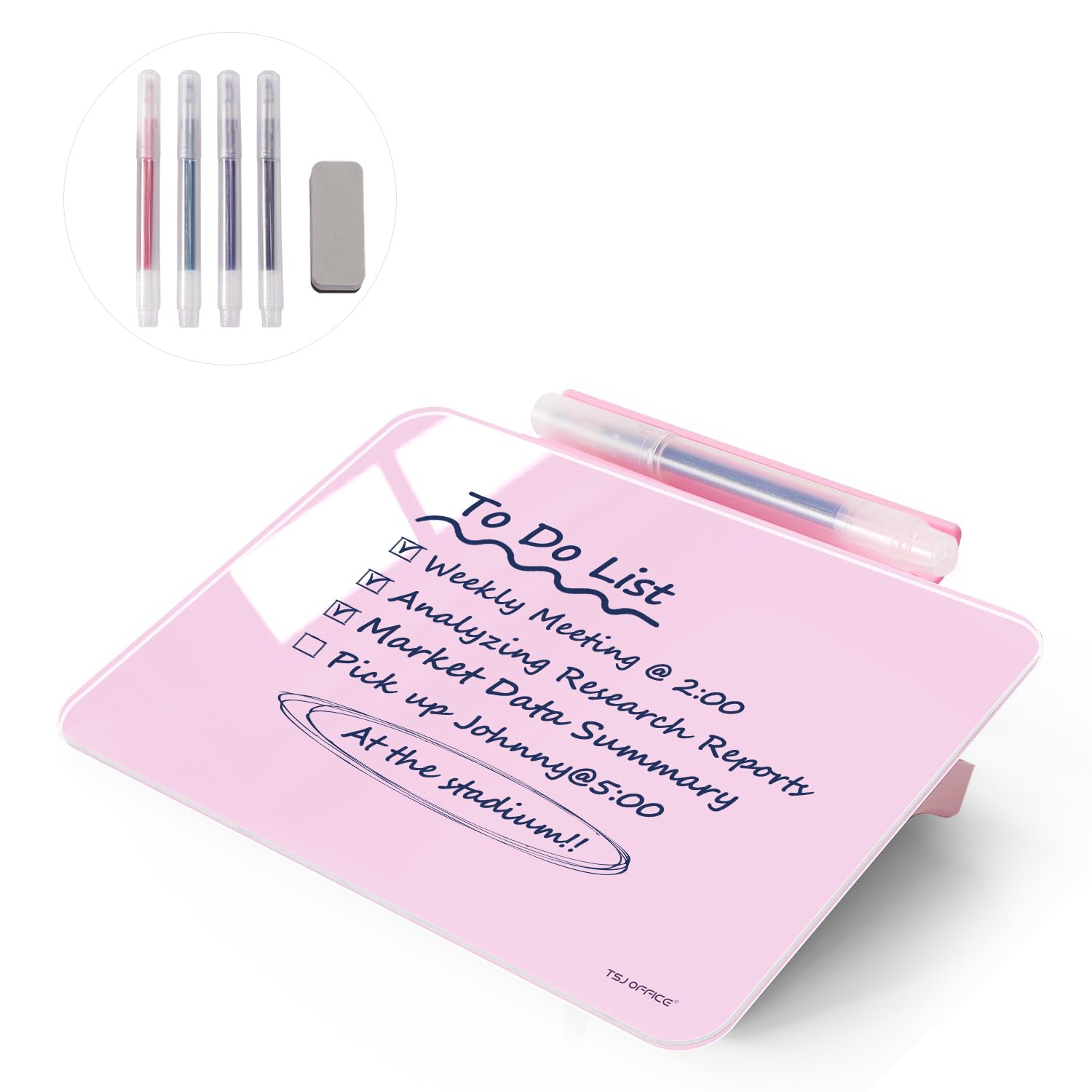 TSJ OFFICE Small Desktop Whiteboard - Glass Dry Erase Board 8 X 6 Inches Tabletop Easel Whiteboard with Stand, Desk Board Buddy for Artist, Teacher and Student