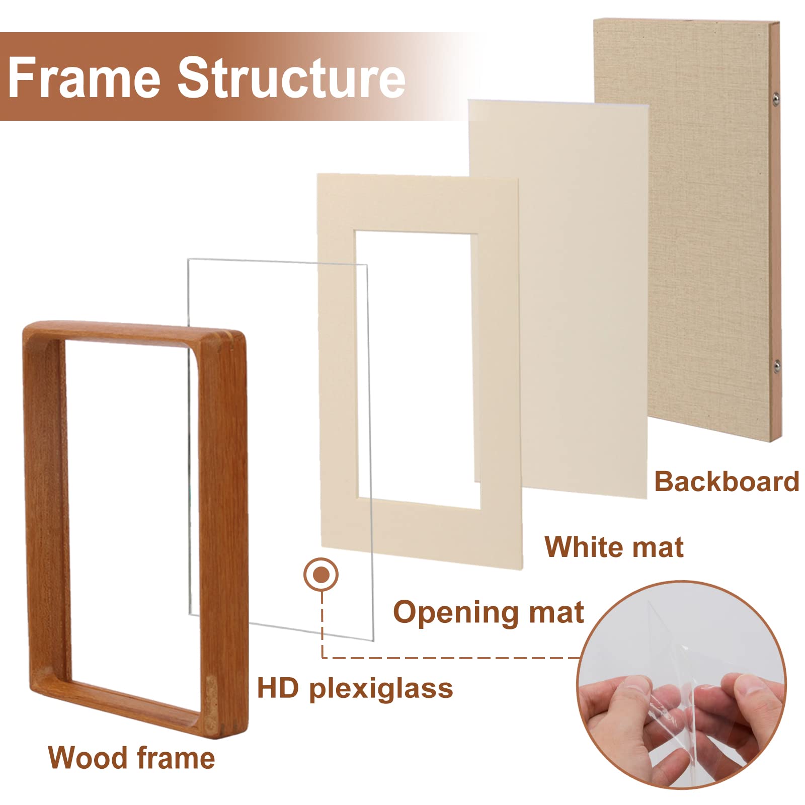 Mini Wood Picture Frame,Small Picture Frames 2x3 with Tiny Mat | Cute Polaroid Picture Frame,Teak Solid Natural Wood Tiny Photo Frame, Tabletop and Wall Mounting