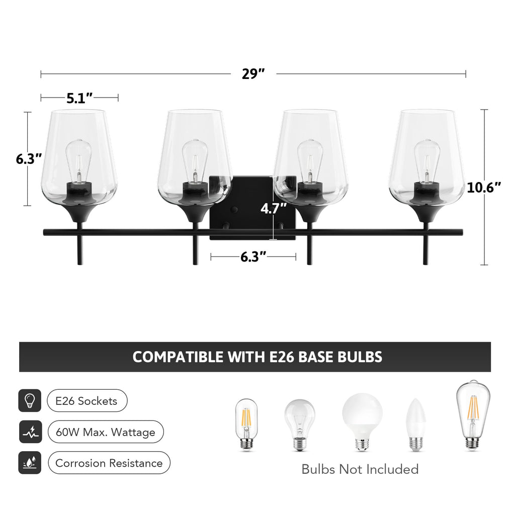 VONLUCE Bathroom Vanity Light, 2 Light Bathroom Light Fixture Over Mirror, Bathroom Wall Lamp with Clear Glass, Modern Brushed Nickel Vanity Lighting fixtures for Bathroom, Bedroom, Hallway