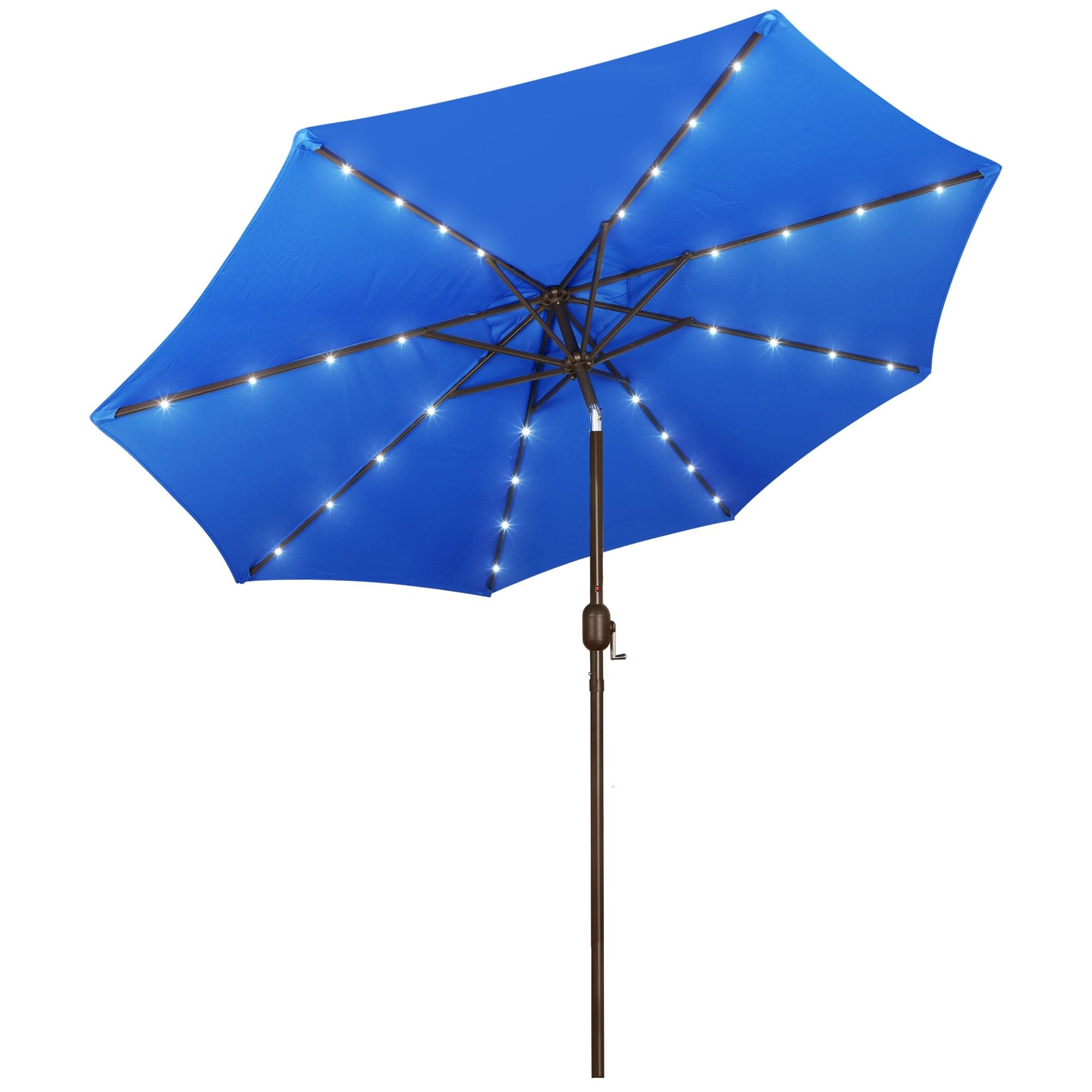 Blissun 9 ft Solar Umbrella, 32 LED Lighted Patio Umbrella, Table Market Umbrella, Outdoor Umbrella for Garden, Deck, Backyard, Pool and Beach (Light Blue)
