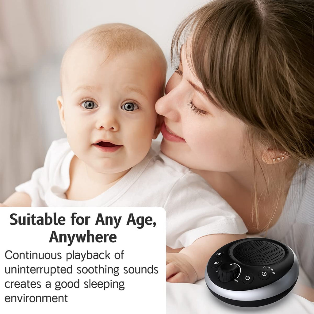 Brown Noise Sound Machine White Noise Machine Nonstop 30 Soothing Sounds Sound Therapy for Baby Kids Adults Sleep Machine 36-Level Vol Auto-Off Timer Memory Function for Home Travel Office